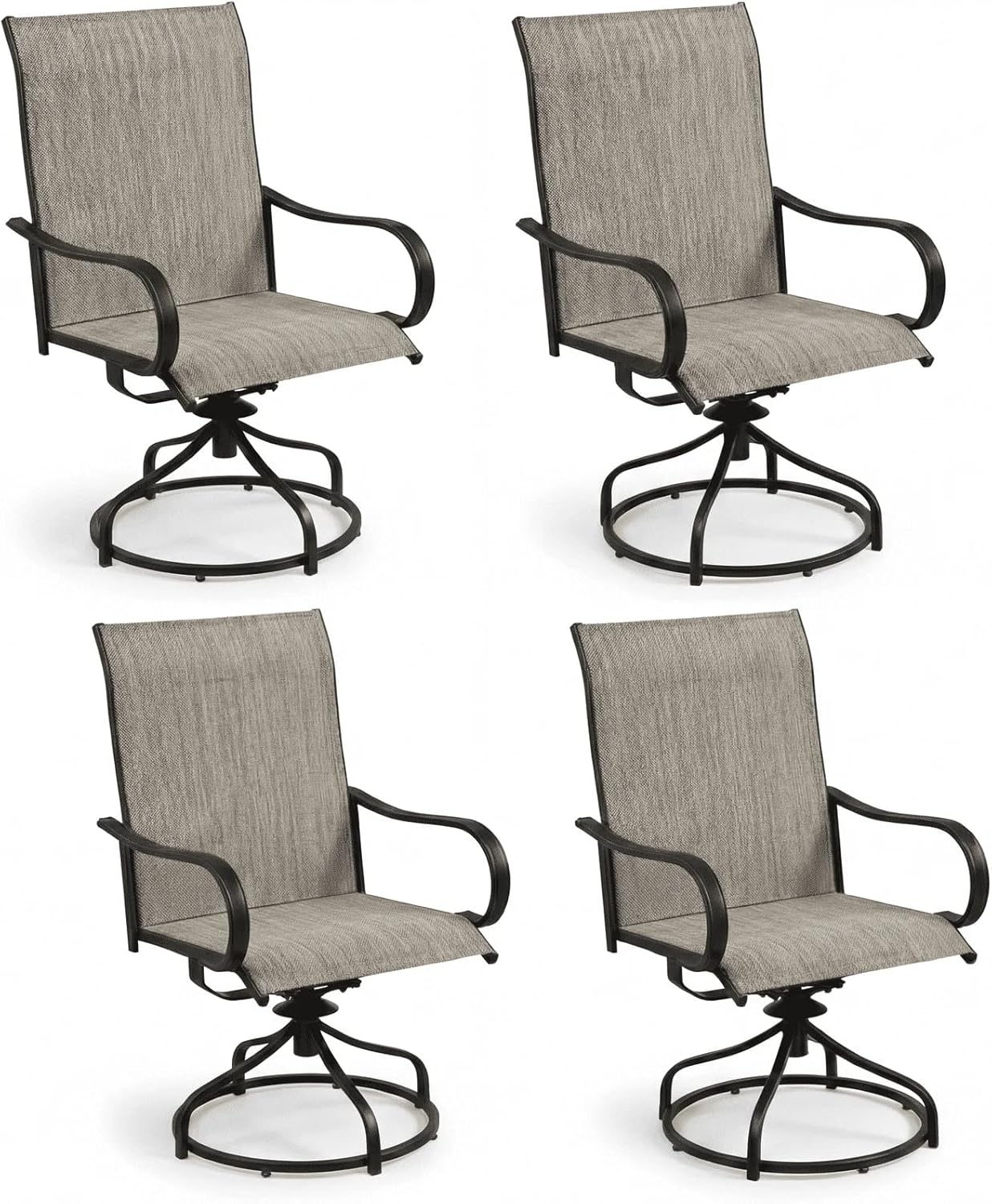 LAZY BUDDY Patio Swivel Chairs Set of 2/4, Outdoor Dining Chairs with High Back, All-Weather, for Lawn, Porch, Garden