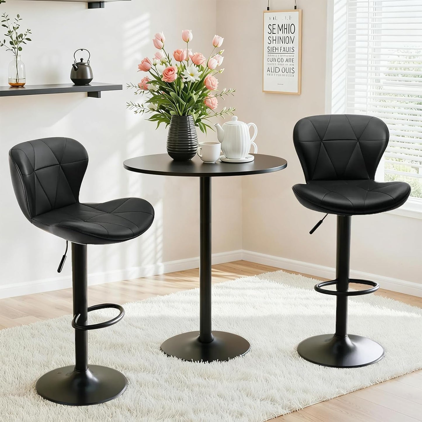LAZY BUDDY Bar Stools Set of 2/4, Adjustable Counter Height Barstools Swivel Bar Chairs for Kitchen Island, Dining Room