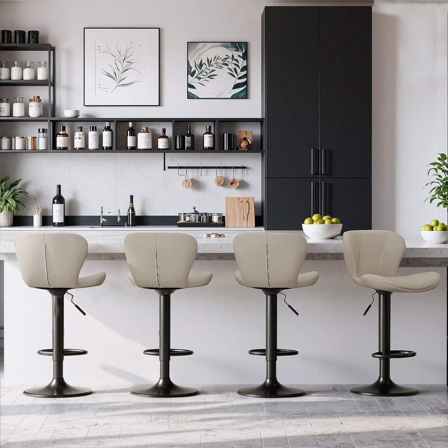 LAZY BUDDY Bar Stools Set of 2/4, Adjustable Counter Height Barstools Swivel Bar Chairs for Kitchen Island, Dining Room