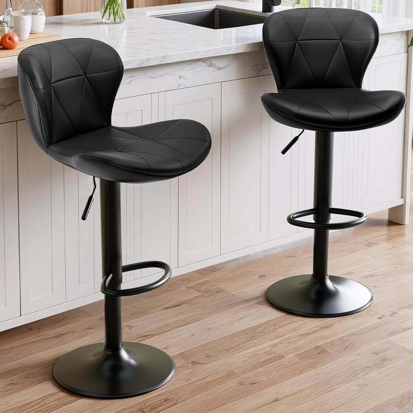 LAZY BUDDY Bar Stools Set of 2/4, Adjustable Counter Height Barstools Swivel Bar Chairs for Kitchen Island, Dining Room