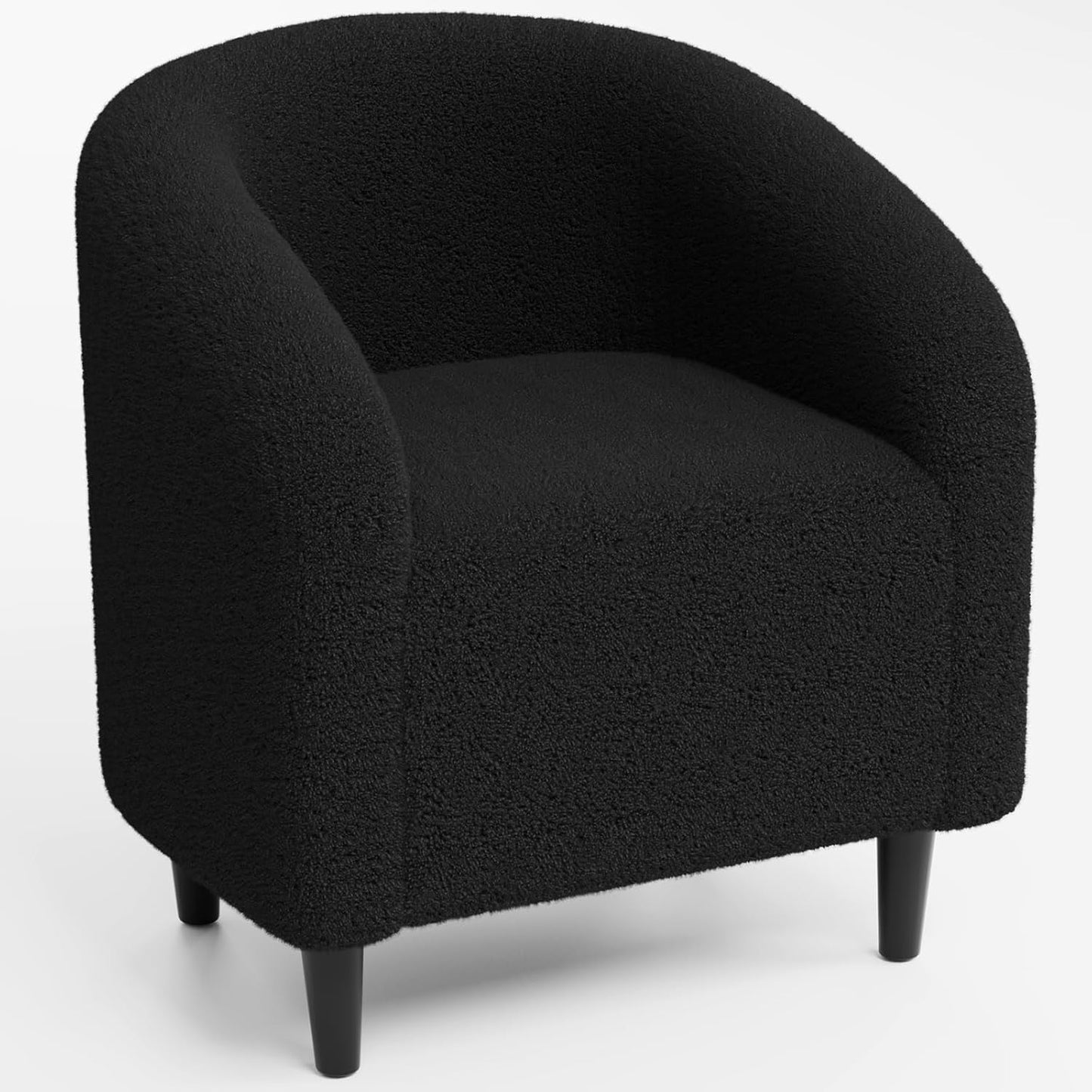 LAZY BUDDY Accent Barrel Chair, Comfy Teddy Fabric Club Chair with Side Pocket, Modern Armchair for Living Room, Bedroom, Office, Reception Space