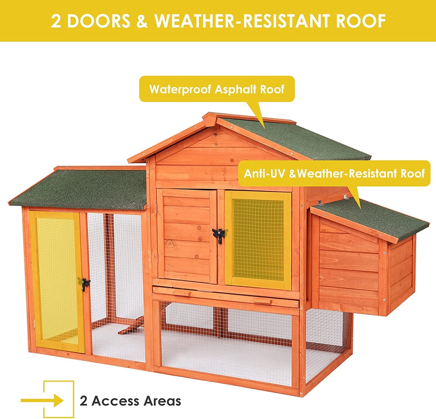 streakboard 52'' Chicken Coop Wooden Hen House Rabbit Hutch Outdoor Backyard Poultry Cage