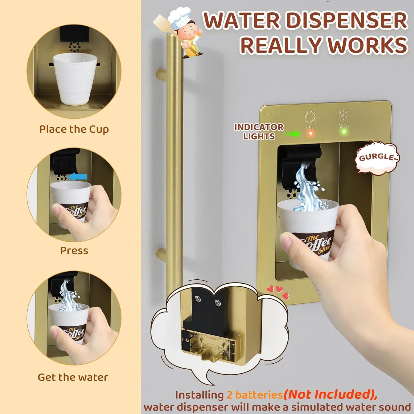 LAZY BUDDY Toddler Play Kitchen, Wooden Kids Kitchen Playset w/Stove, Sink, Microwave, Water Dispenser, Curtain, Gift for Ages 3+