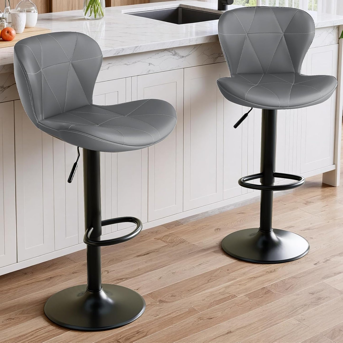 LAZY BUDDY Bar Stools Set of 2/4, Adjustable Counter Height Barstools Swivel Bar Chairs for Kitchen Island, Dining Room