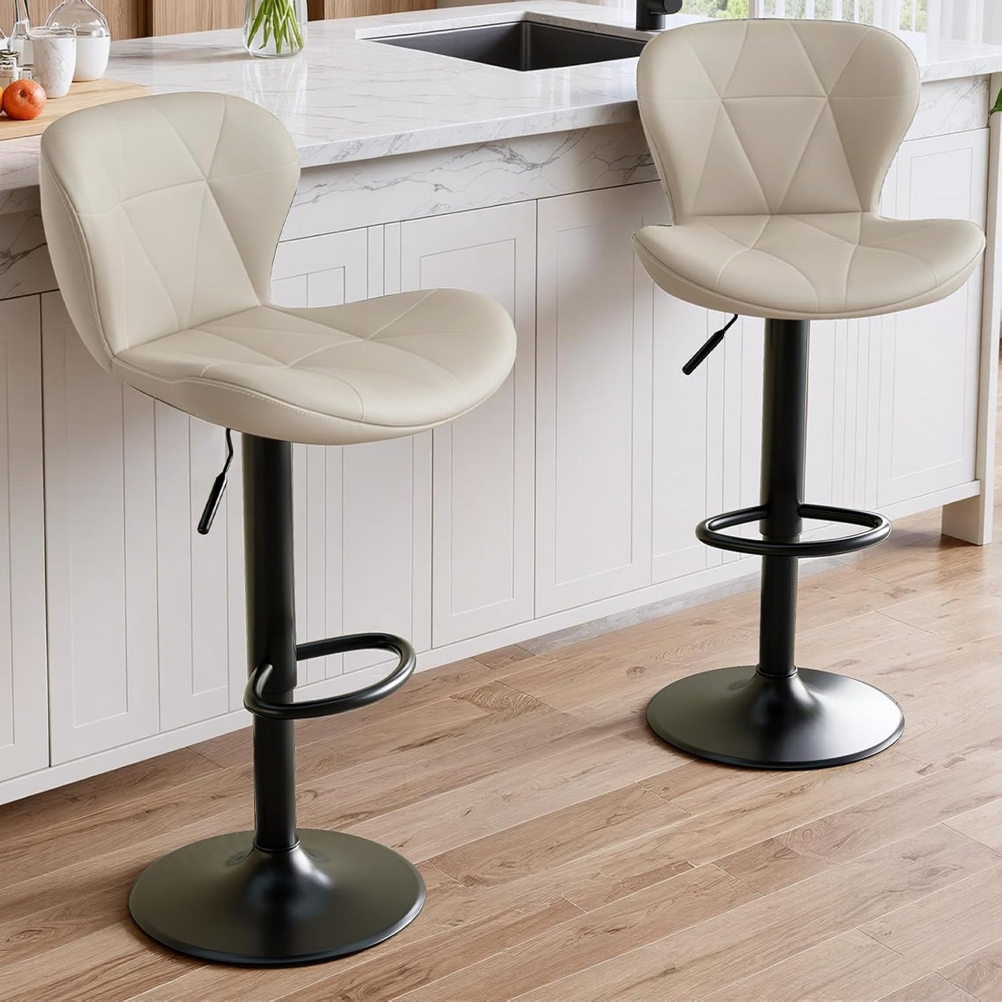 LAZY BUDDY Bar Stools Set of 2/4, Adjustable Counter Height Barstools Swivel Bar Chairs for Kitchen Island, Dining Room