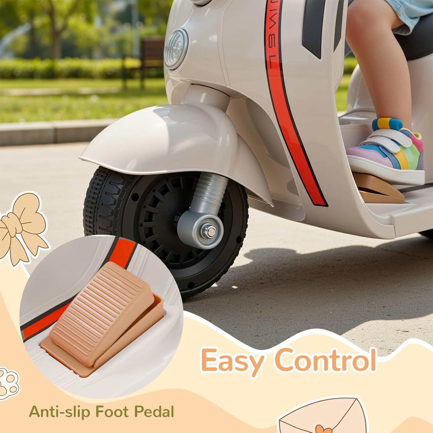 LAZY BUDDY Kids Ride On Motorcycle, 6V Battery Powered Electric Motorcycle with Light, Forward & Backward, Gift Toy for Toddlers 2+