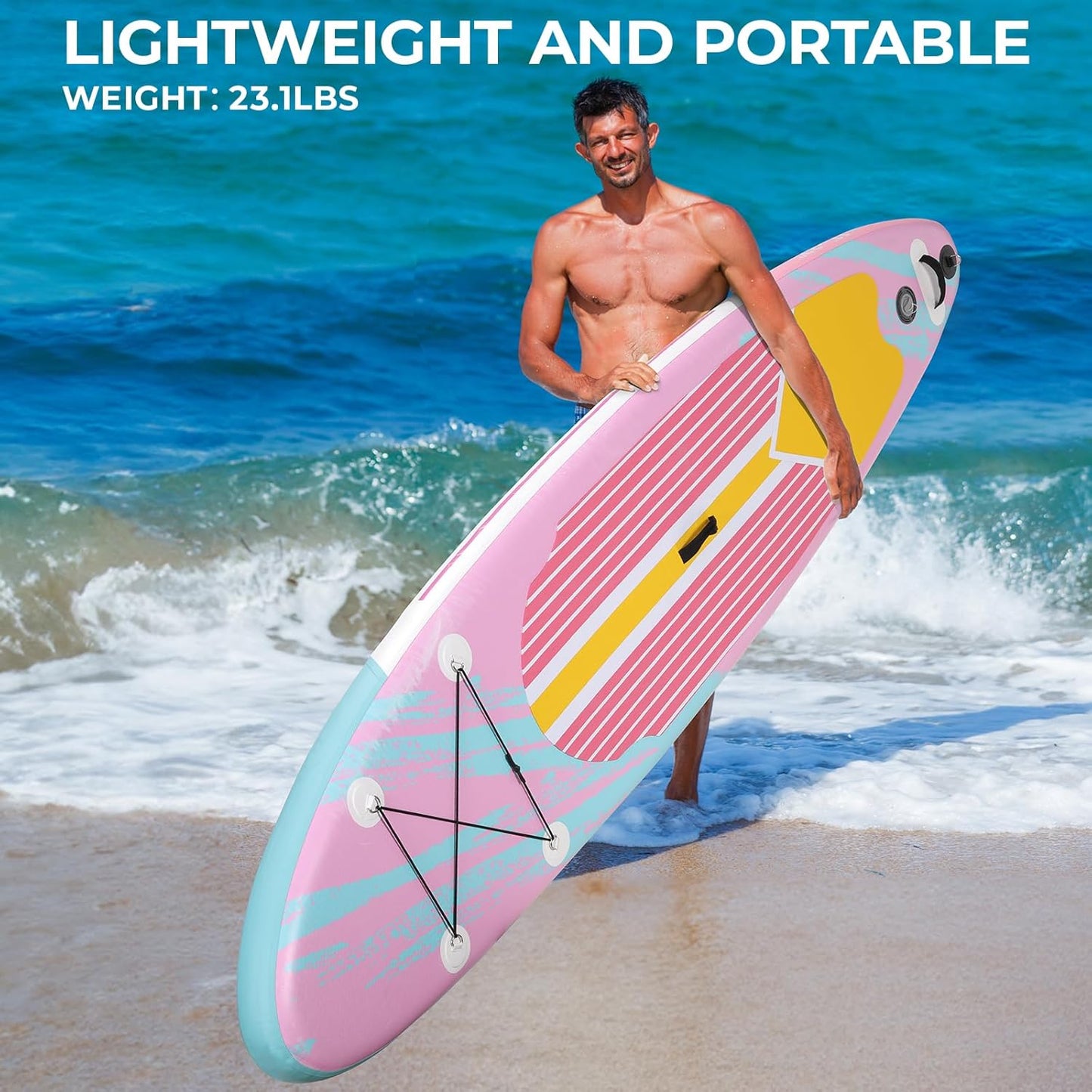 LAZY BUDDY Inflatable Paddle Boards, 10FT Stand Up Paddle Board Surfboard with Paddle, Pump, Bag and Fin