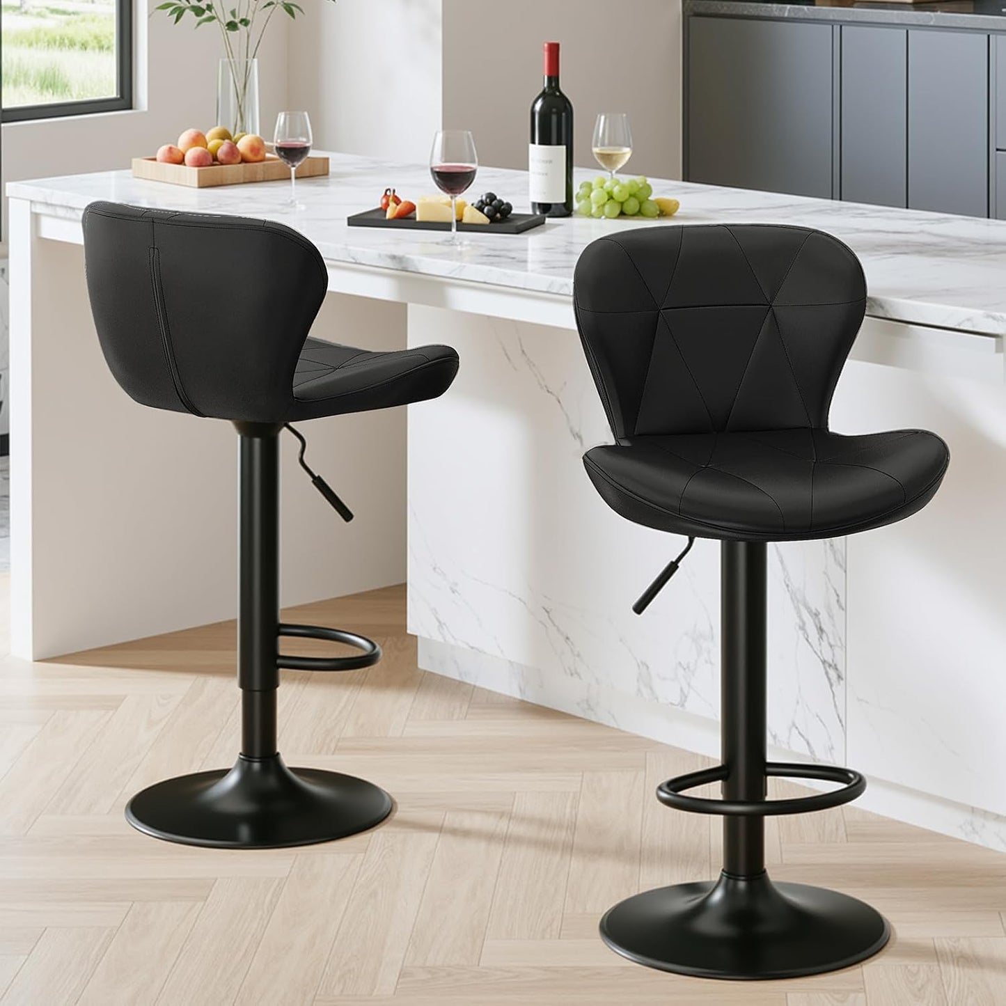 LAZY BUDDY Bar Stools Set of 2/4, Adjustable Counter Height Barstools Swivel Bar Chairs for Kitchen Island, Dining Room