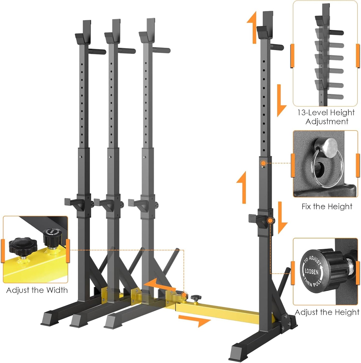 GARTIO Adjustable Squat Weight Rack Bench Press Weight Lifting Barbell Rack Stand Home Gym Fitness 570 LBS