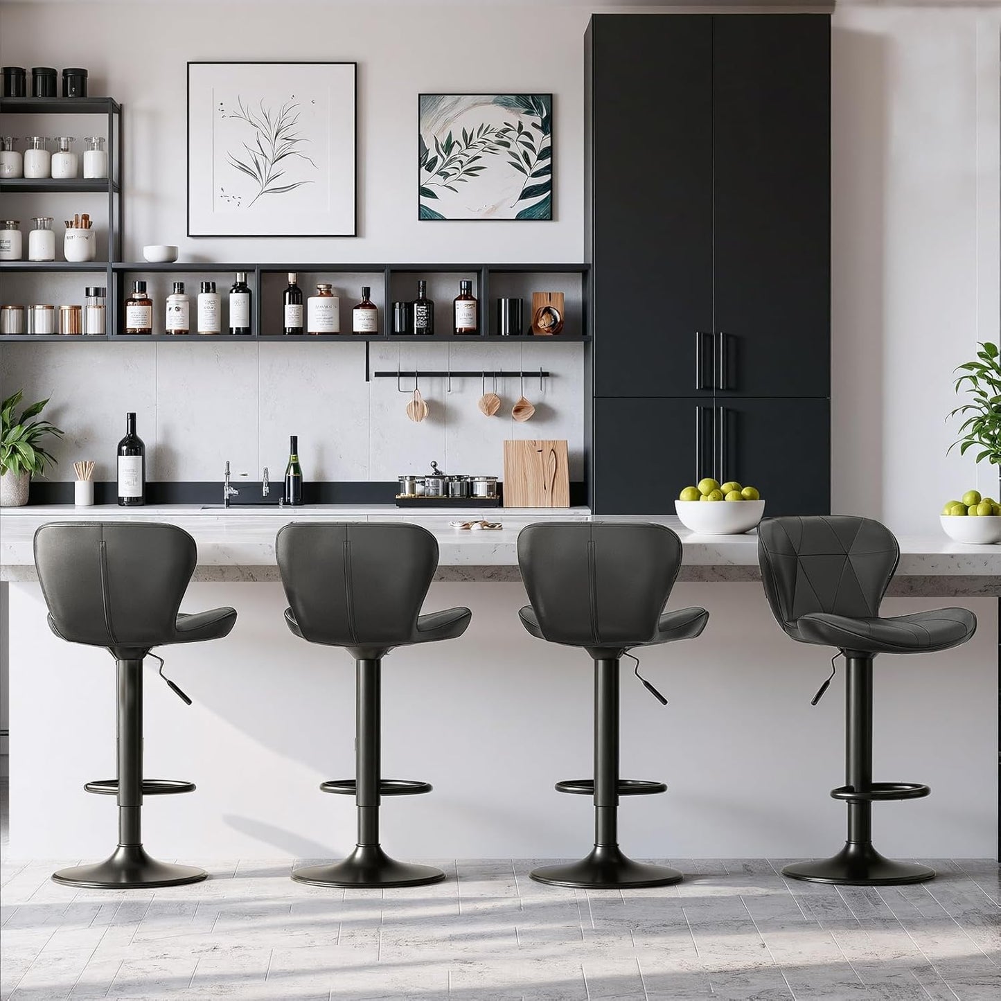 LAZY BUDDY Bar Stools Set of 2/4, Adjustable Counter Height Barstools Swivel Bar Chairs for Kitchen Island, Dining Room