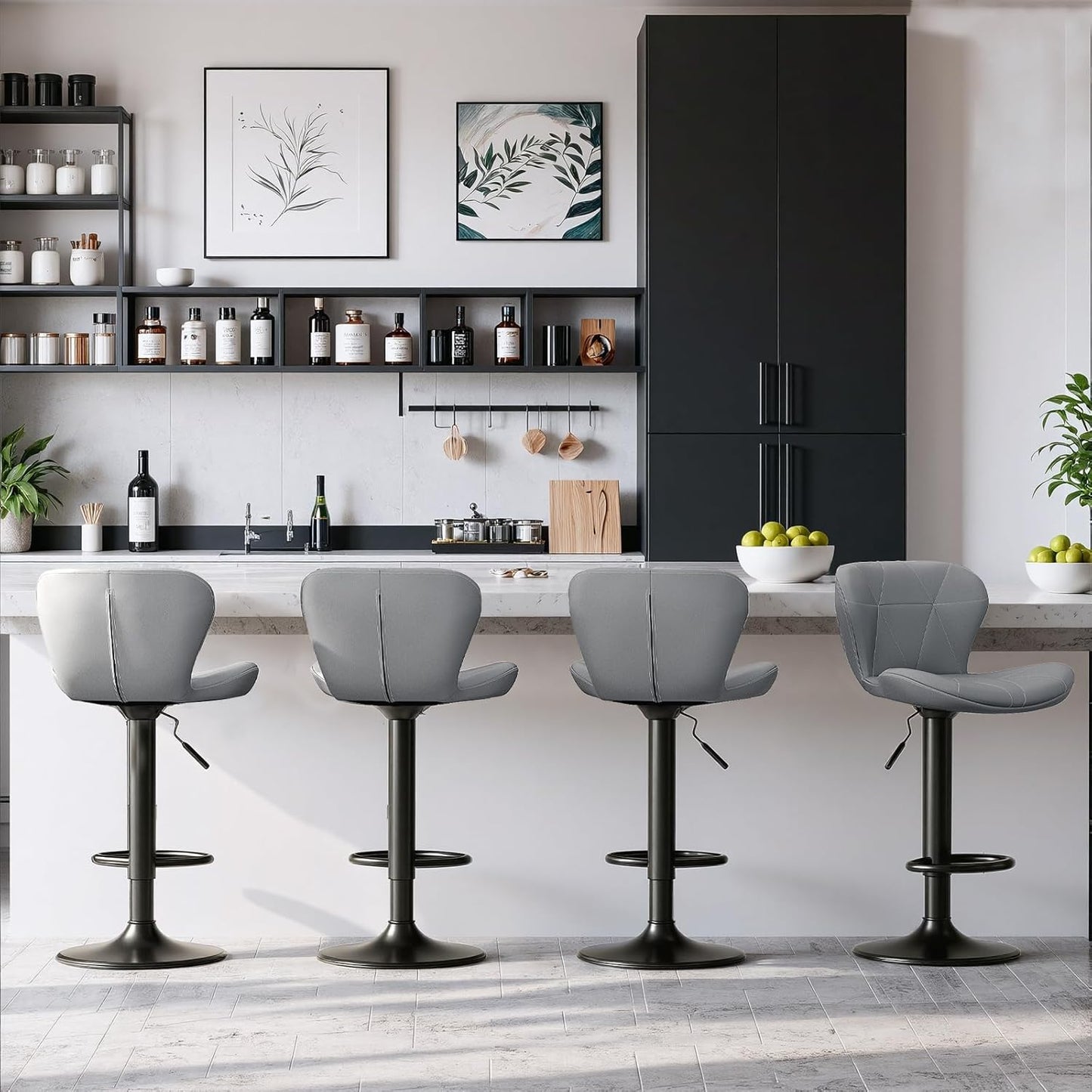 LAZY BUDDY Bar Stools Set of 2/4, Adjustable Counter Height Barstools Swivel Bar Chairs for Kitchen Island, Dining Room