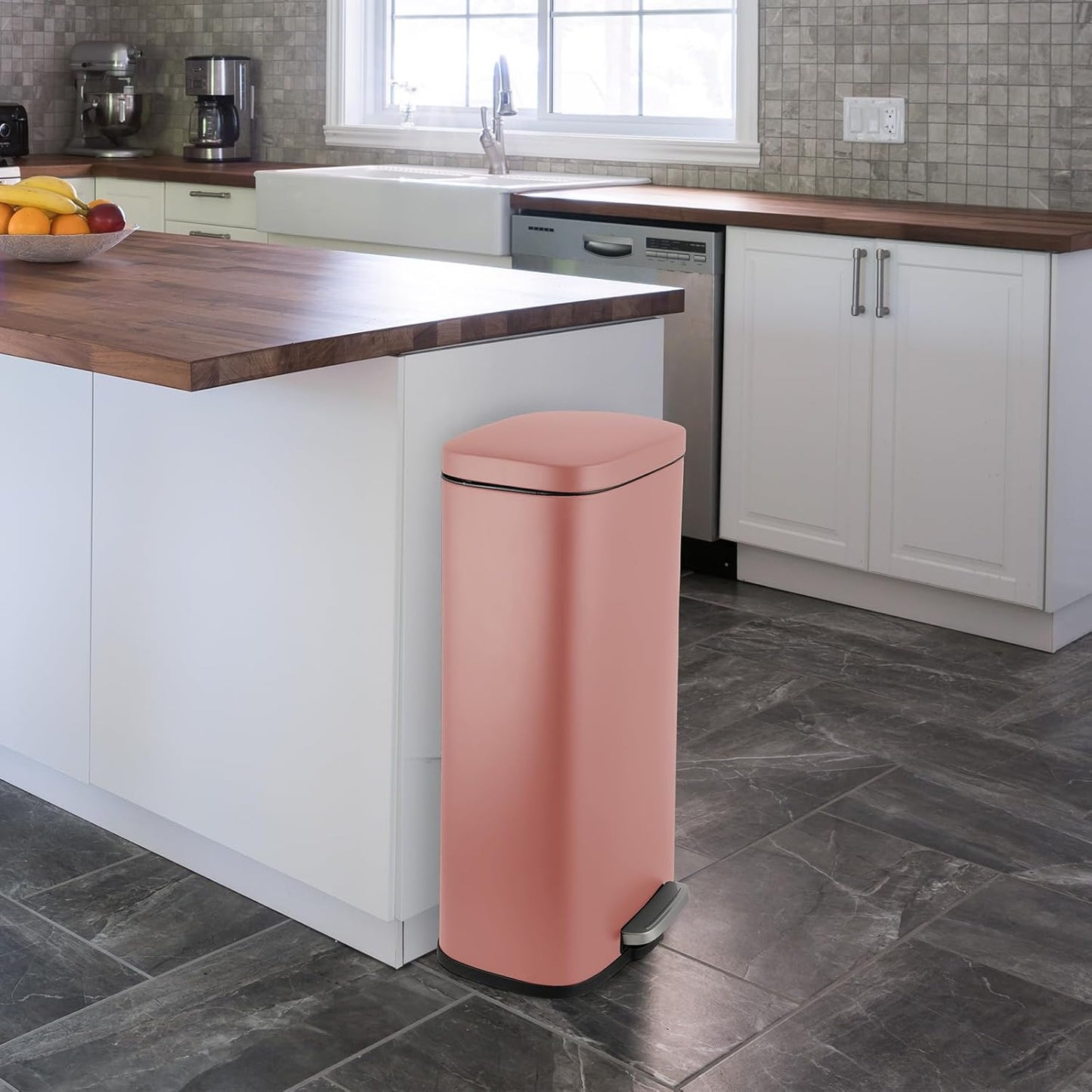 LAZY BUDDY 13.2 gal Kitchen Step-on Trash Can, Stainless Steel Garbage Can with Lid, Rectangular Rubbish Bin with Removable Plastic Inner Bucket - 5 Options