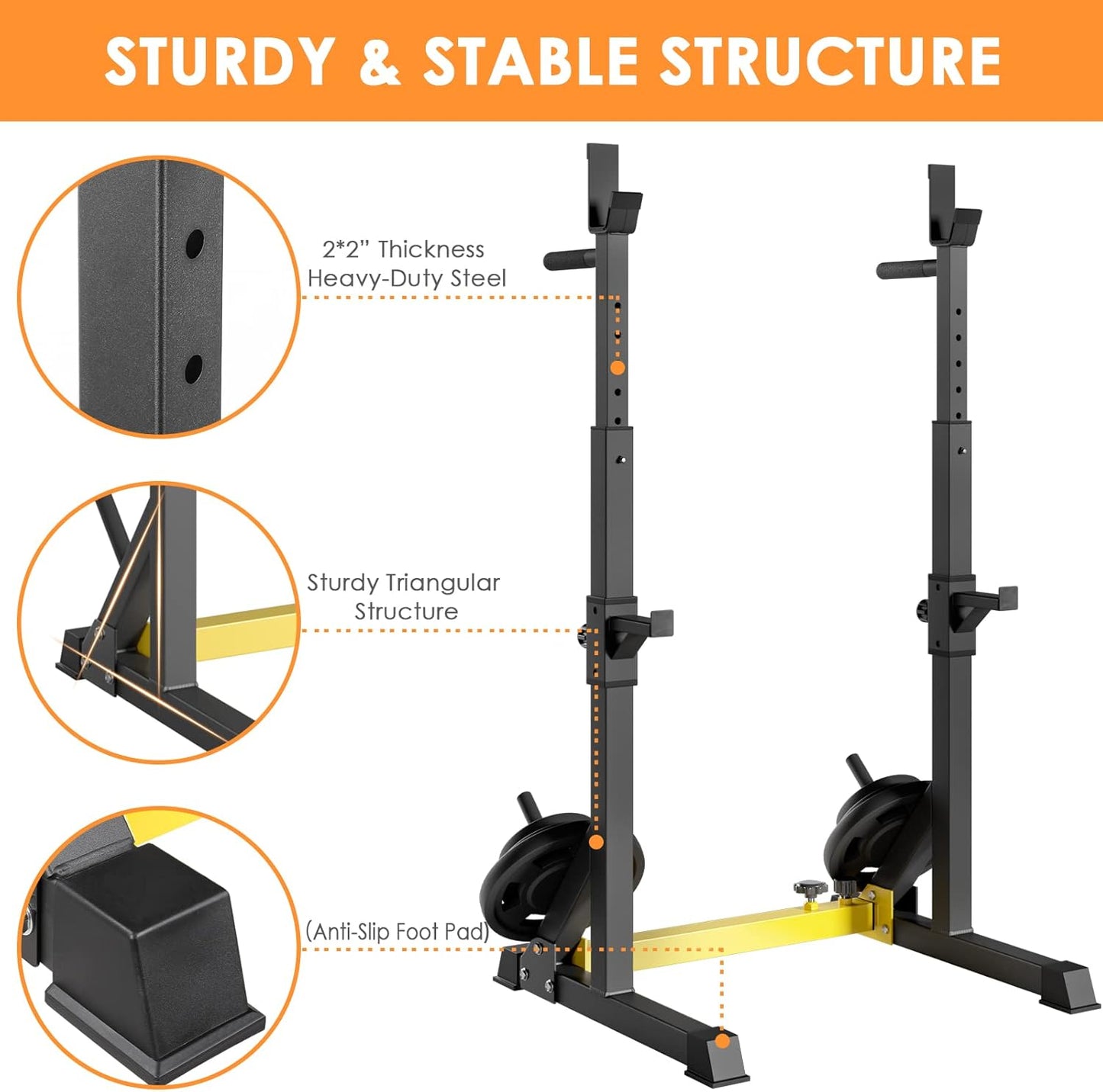 GARTIO Adjustable Squat Weight Rack Bench Press Weight Lifting Barbell Rack Stand Home Gym Fitness 570 LBS