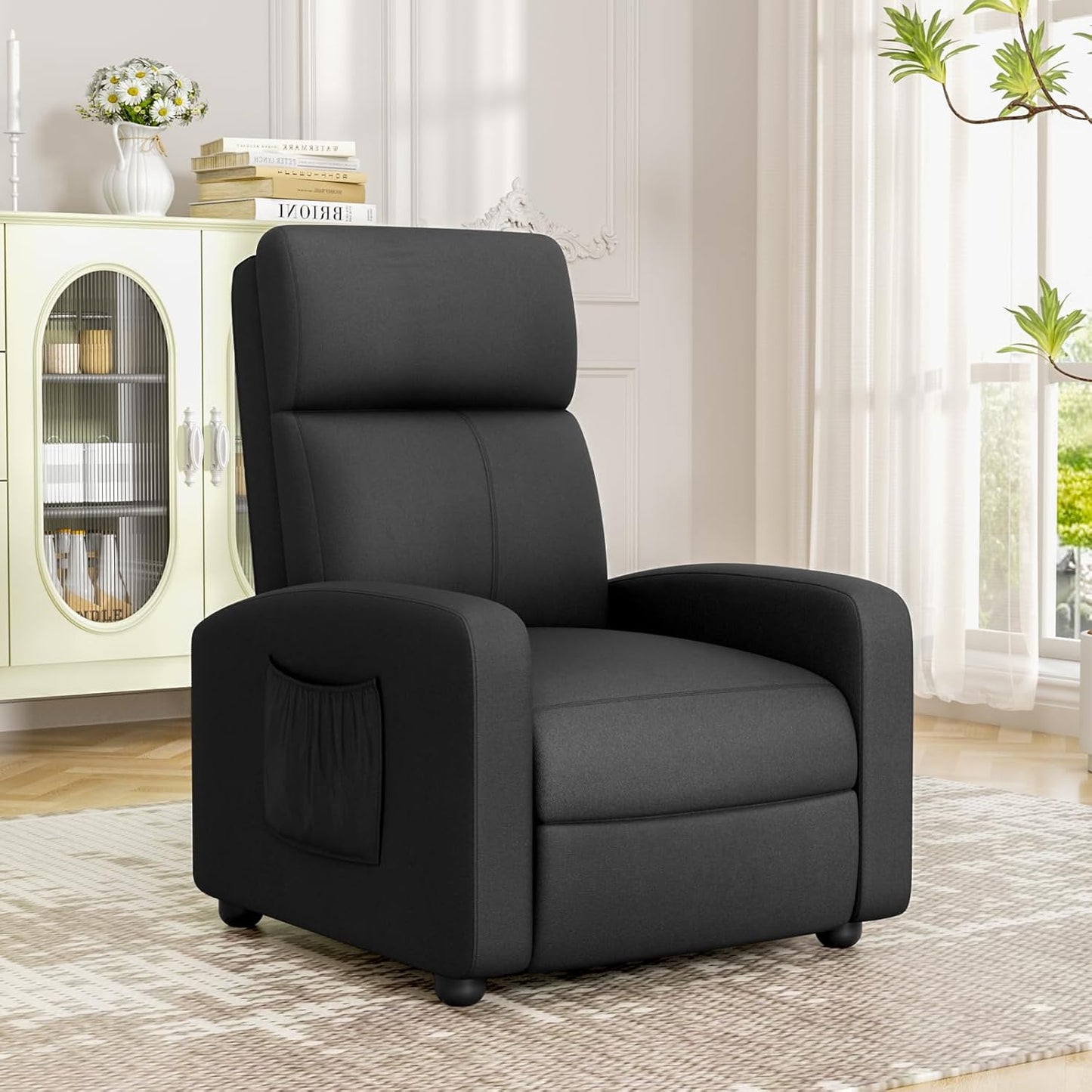 LAZY BUDDY 3 in 1 Adjustable Recliner Chair, Fabric Recliner Sofa for Adults with Side Pocket, Home Theater Seating with Lumbar Support & Backrest for Living Room