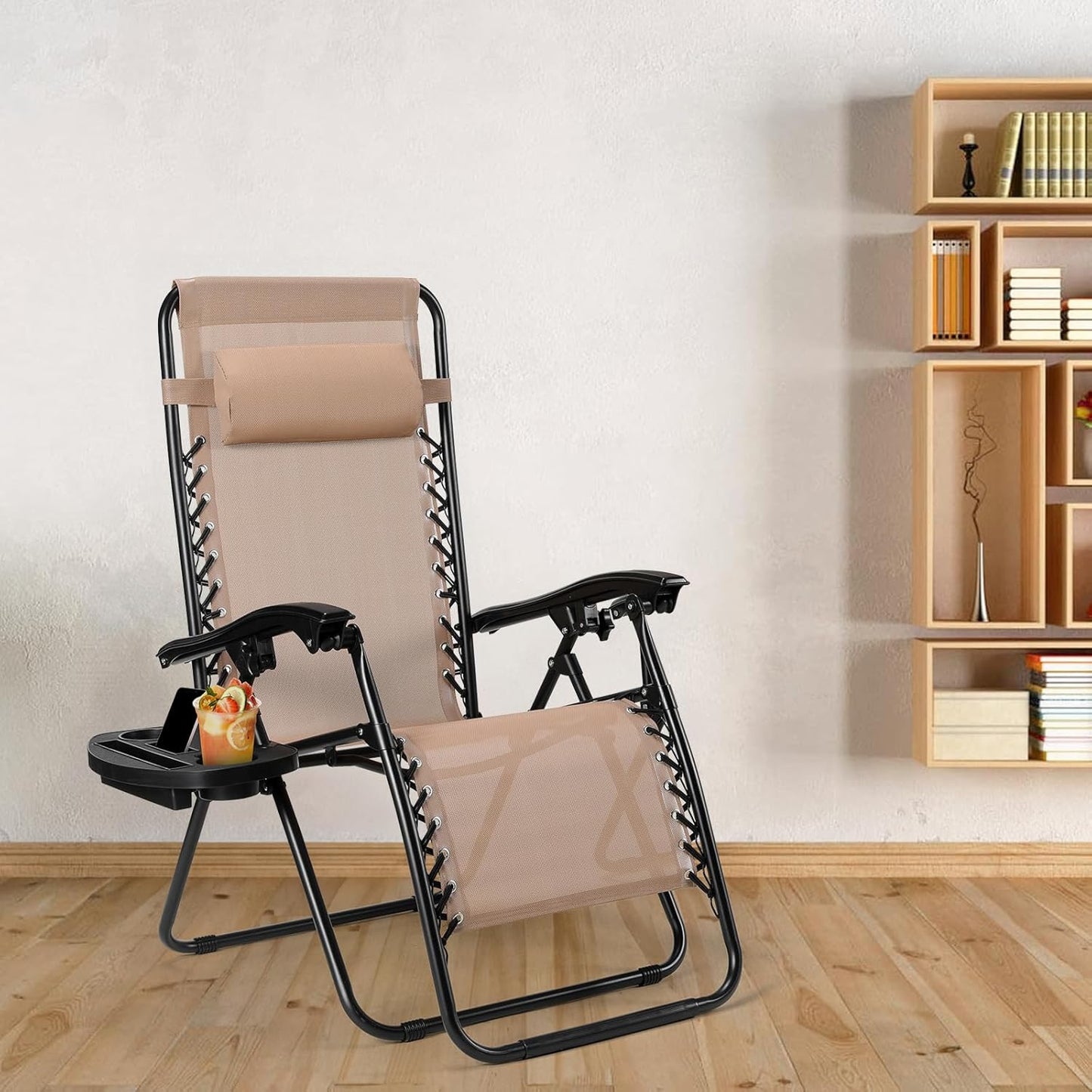 LAZY BUDDY Zero Gravity Chair Set of 2, Outdoor Folding Lounge with Detachable Headrest & Holder Tray, Adjustable Textilene Lawn Reclining, No Assembly Required, for Patio, Backyard, Garden, 330LBS
