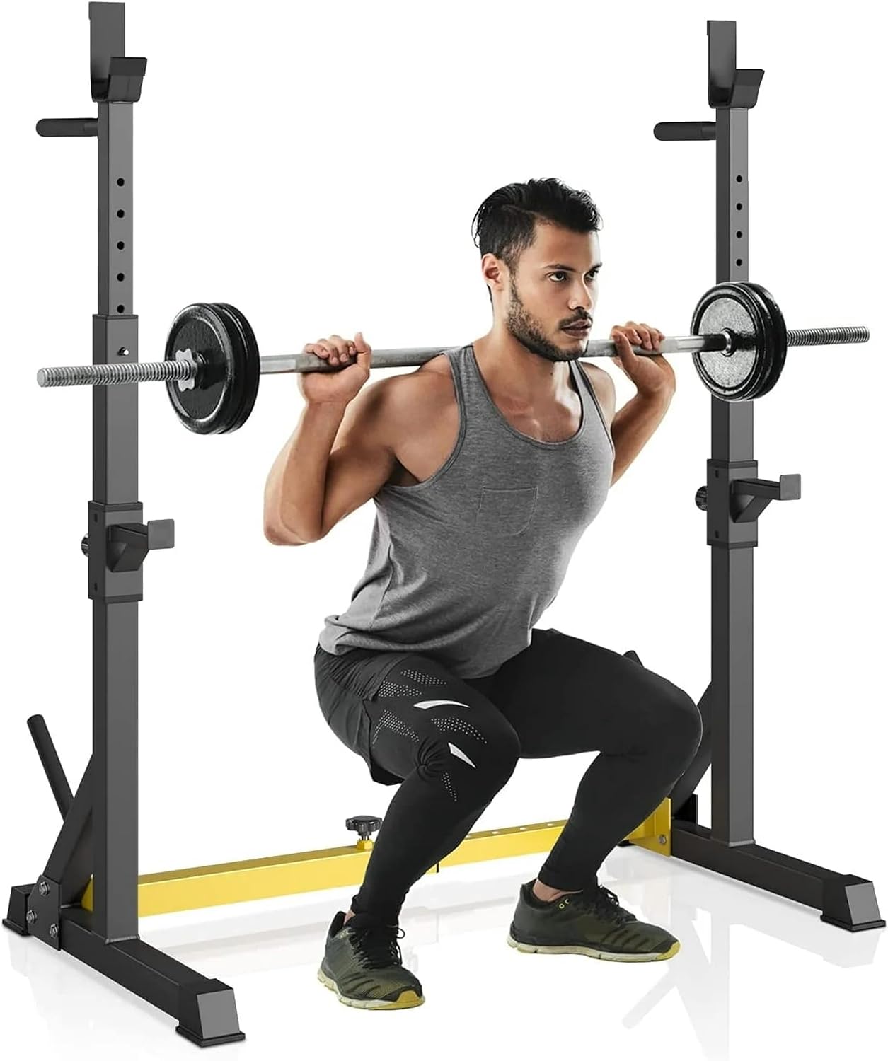 GARTIO Adjustable Squat Weight Rack Bench Press Weight Lifting Barbell Rack Stand Home Gym Fitness 570 LBS