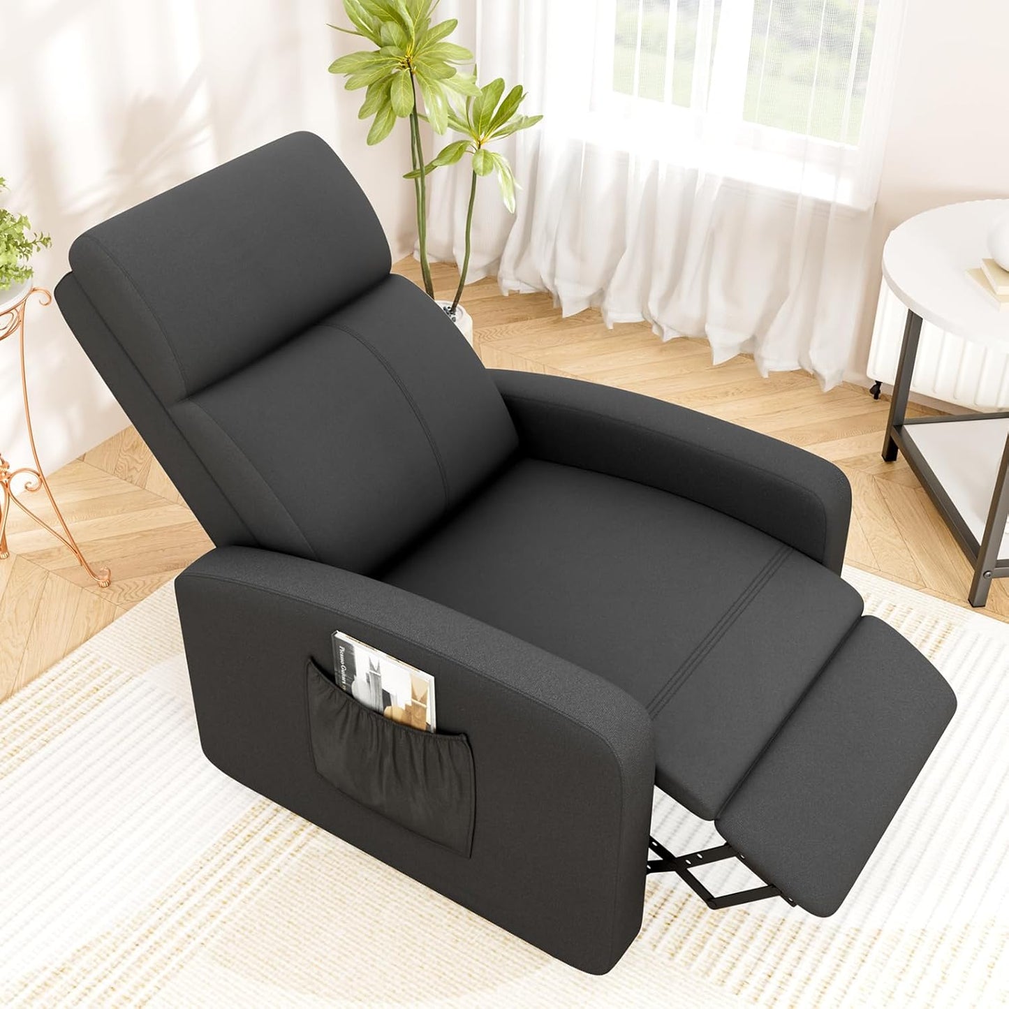 LAZY BUDDY 3 in 1 Adjustable Recliner Chair, Fabric Recliner Sofa for Adults with Side Pocket, Home Theater Seating with Lumbar Support & Backrest for Living Room