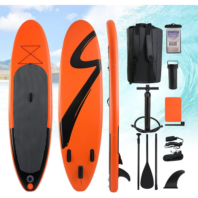 10FT Inflatable Stand Up Paddle Board Non-Slip Deck with Backpack, Leash, Paddle, Hand Pump & Repair Kit