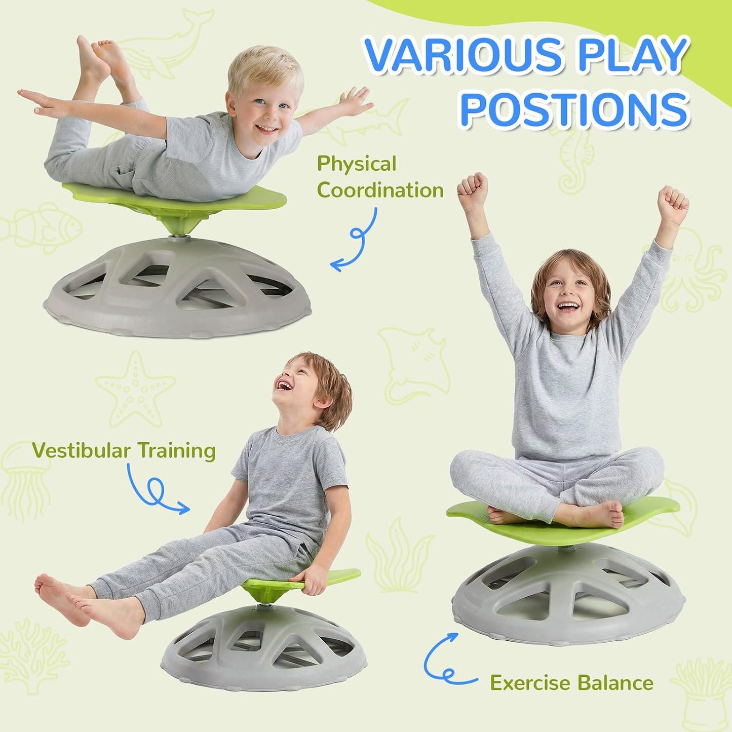 LAZY BUDDY Spinning Chair for Autistic Kids, Sit and Spin Sensory Toys Gifts for Kids with Autism & ADHD, Training Body Coordination