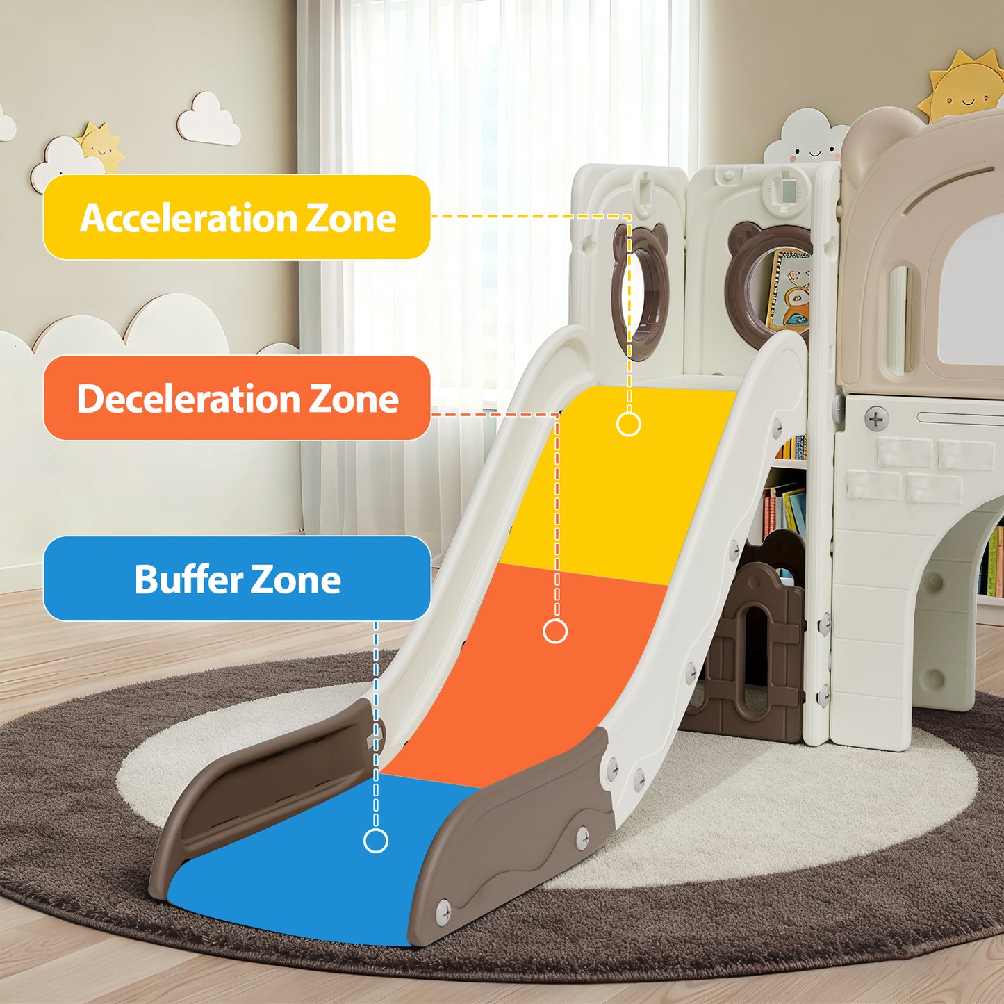 LAZY BUDDY 10 in 1 Toddler Slide, Freestanding Kids Slide and Climber Playset Indoor Outdoor Slide with Basketball Hoop, Telescope and Storage Space