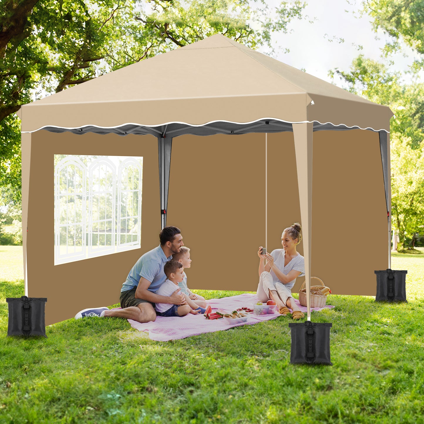 GARTIO Pop up Canopy Tent, 10' x 10' Pop up Gazebo Outdoor Instant Shelter Folding Canopy Tent with Wheeled Bag