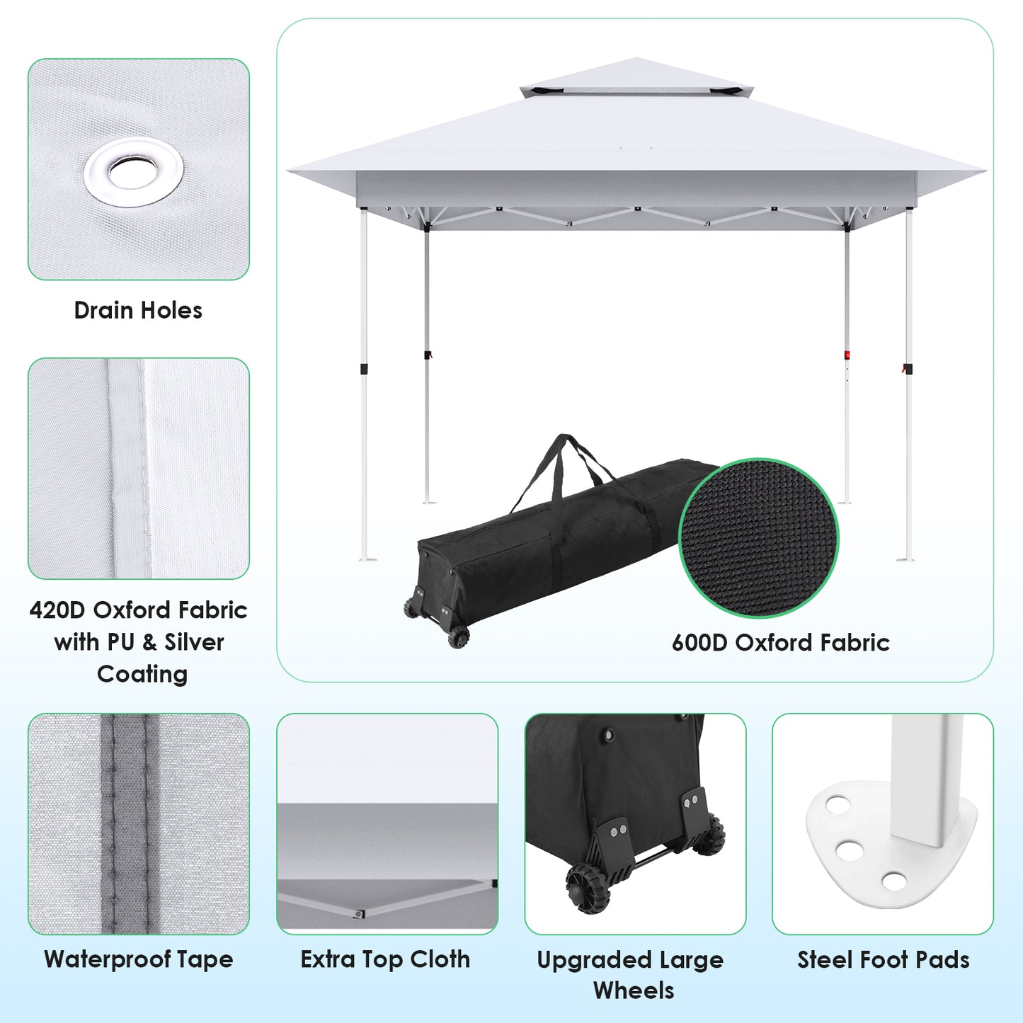 LAZY BUDDY Easy Set-up 12' x 12' Pop up Canopy Tent Heavy Duty Outdoor Camping Party Gazebo Tent Instant Canopy Shelter with Top Ventilation