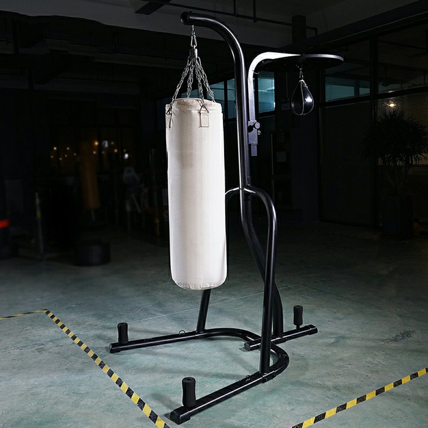 LAZY BUDDY Heavy Punching Bag Stand, Height Adjustable Boxing Stand for Heavy Bag and Speed Bag, with 3 Plate Pegs