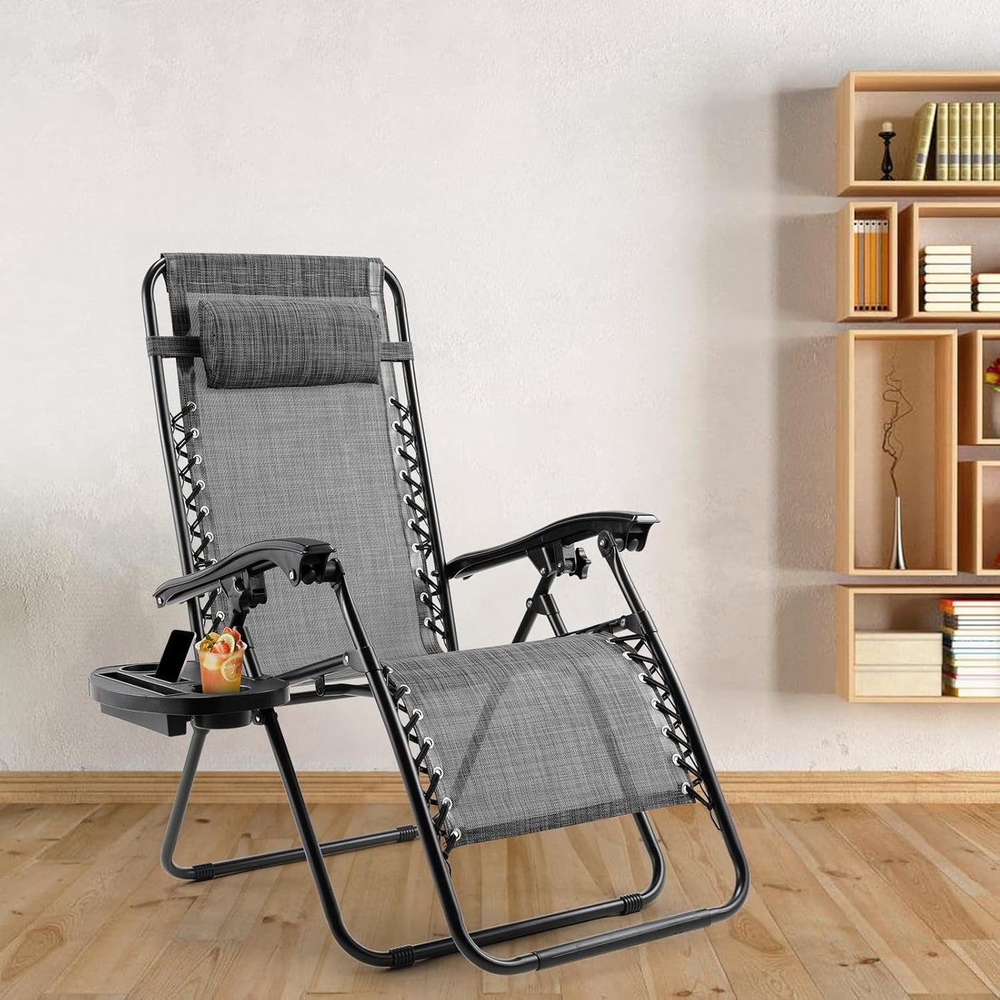 LAZY BUDDY Zero Gravity Chair Set of 2, Outdoor Folding Lounge with Detachable Headrest & Holder Tray, Adjustable Textilene Lawn Reclining, No Assembly Required, for Patio, Backyard, Garden, 330LBS