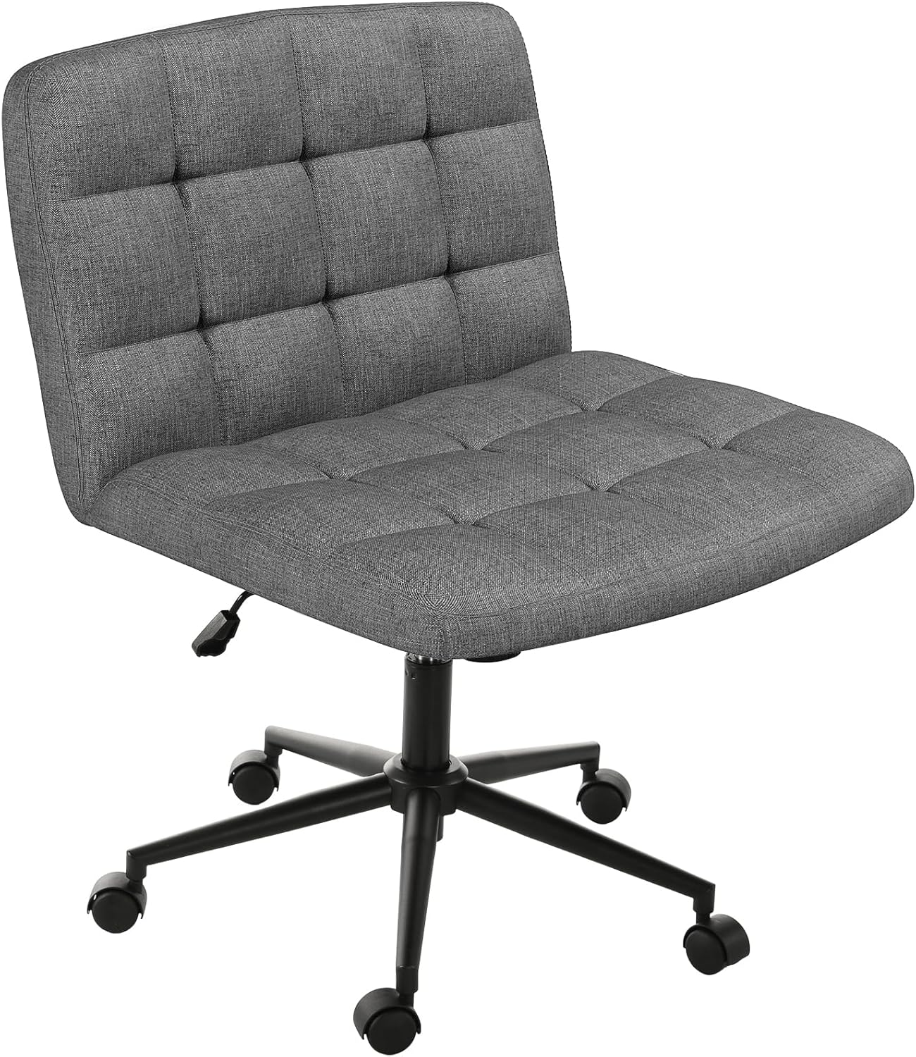 LAZY BUDDY Office Chair, Armless Criss Cross Legged Chair with Wheels, Comfy Home Vanity Task Computer Chair, Adjustable Height