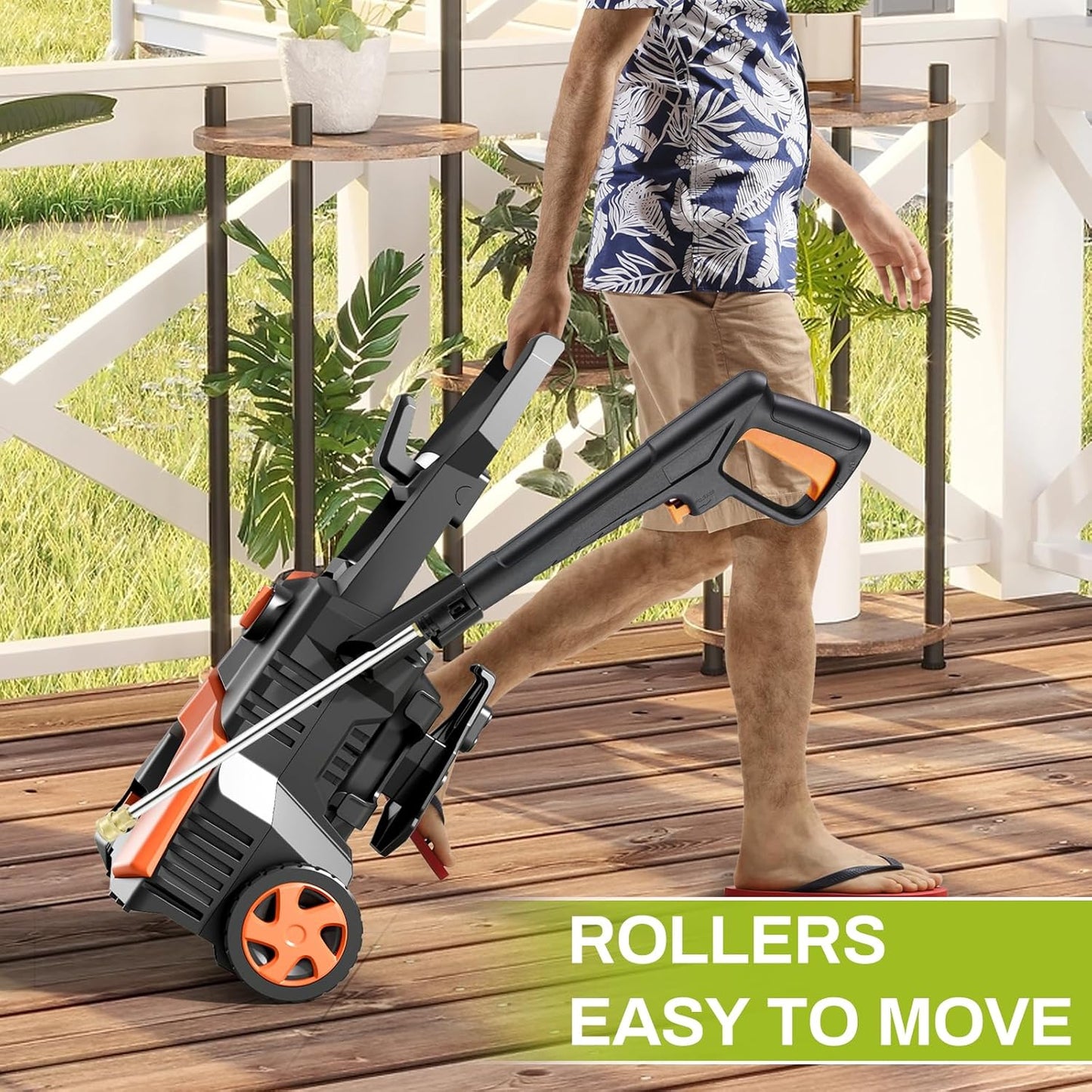 LAZY BUDDY Electric Pressure Washer, 2700 PSI 1.7 GPM Power Washer with 4 Quick Connect Nozzles, High Pressure Cleaning Machine with Foam Cannon for Cars, Fences, Patios