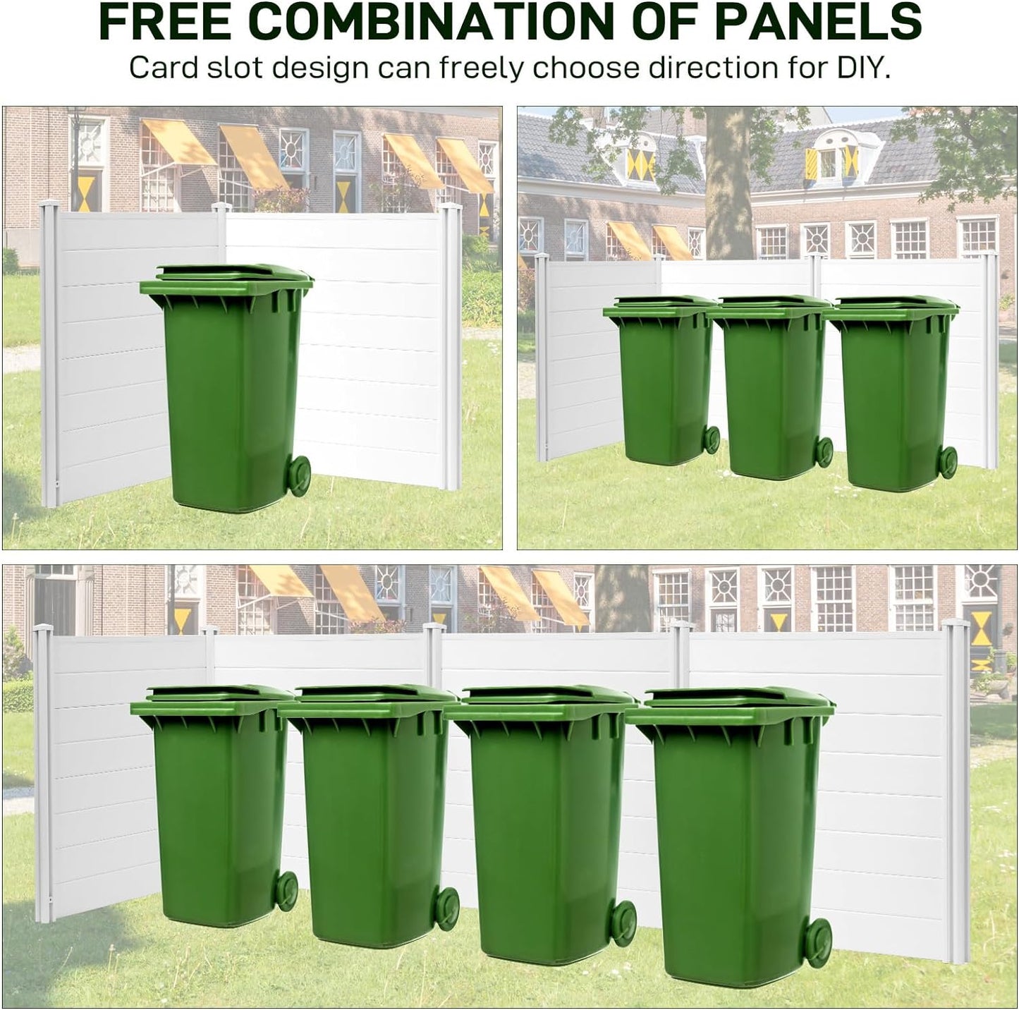 48''x47.2'' Outdoor Privacy Screen, 2 Panels Vinyl Air Conditioner Fence with 3 Metal Stakes, Privacy Fence Enclosure for Trash Can