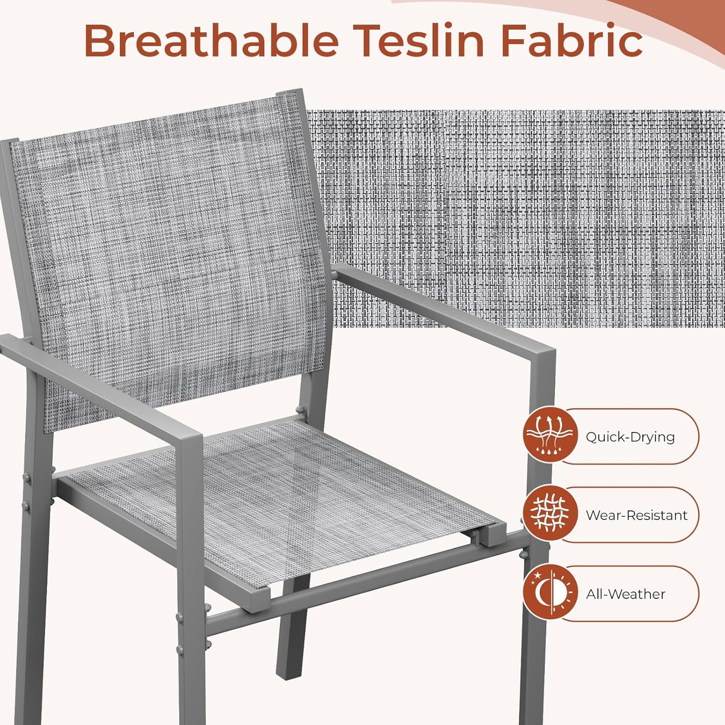 LAZY BUDDY Patio Dining Chairs Set of 6, Stackable Outdoor Dining Chairs with Arms, Outdoor Dining Furniture with Metal Frame & Breathable Textilene Fabric, for Garden, Backyard, Lawn, Poolside
