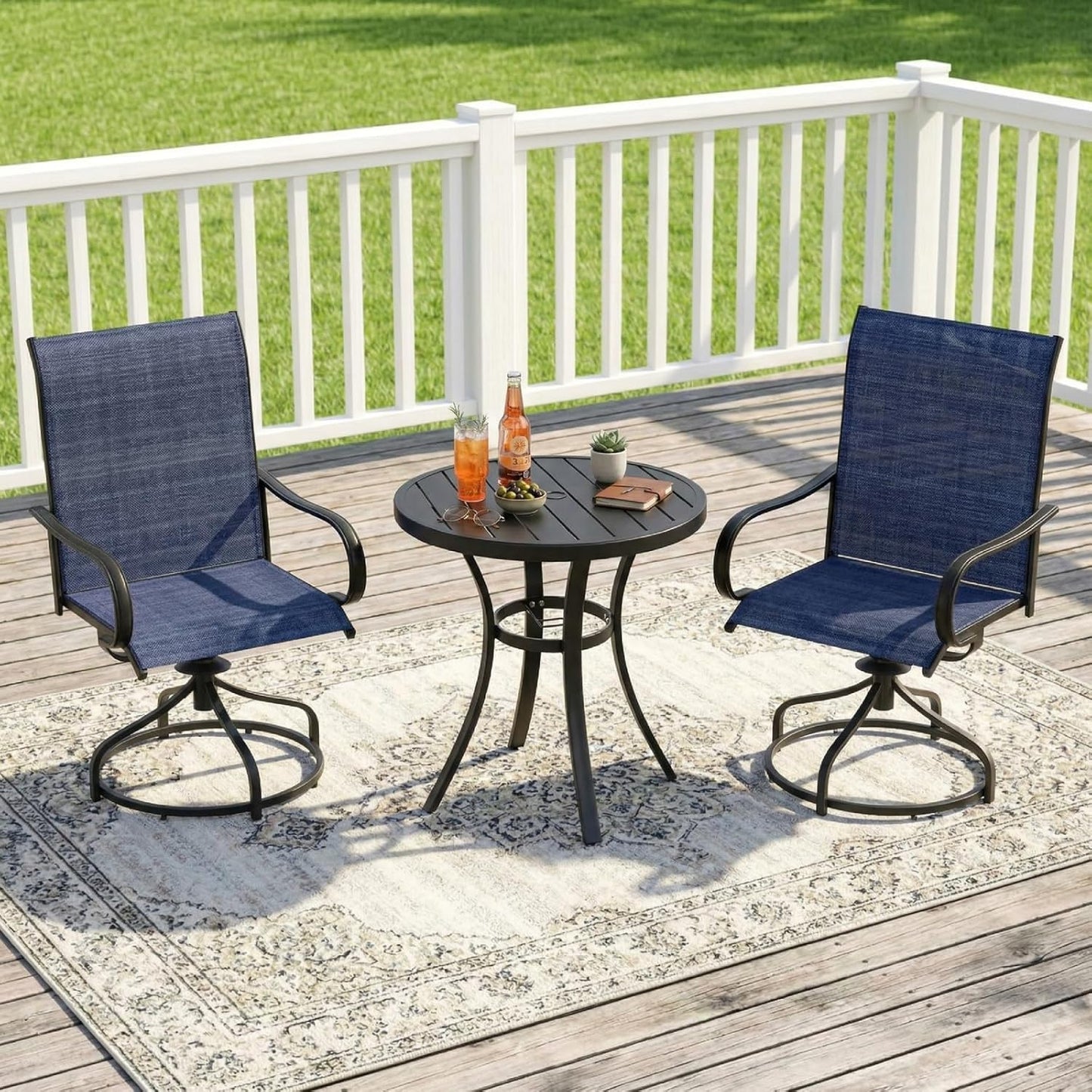 LAZY BUDDY Patio Swivel Chairs Set of 2/4, Outdoor Dining Chairs with High Back, All-Weather, for Lawn, Porch, Garden
