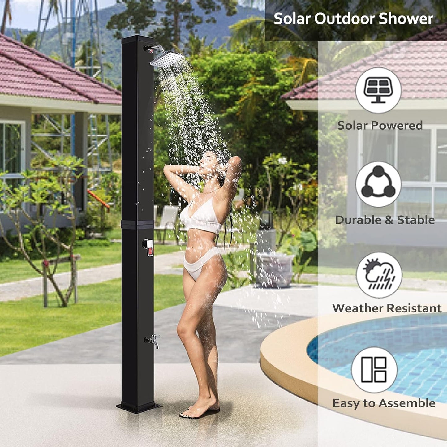 LAZY BUDDY Outdoor Shower 11 Gallon Outdoor Solar Shower with Shower Head