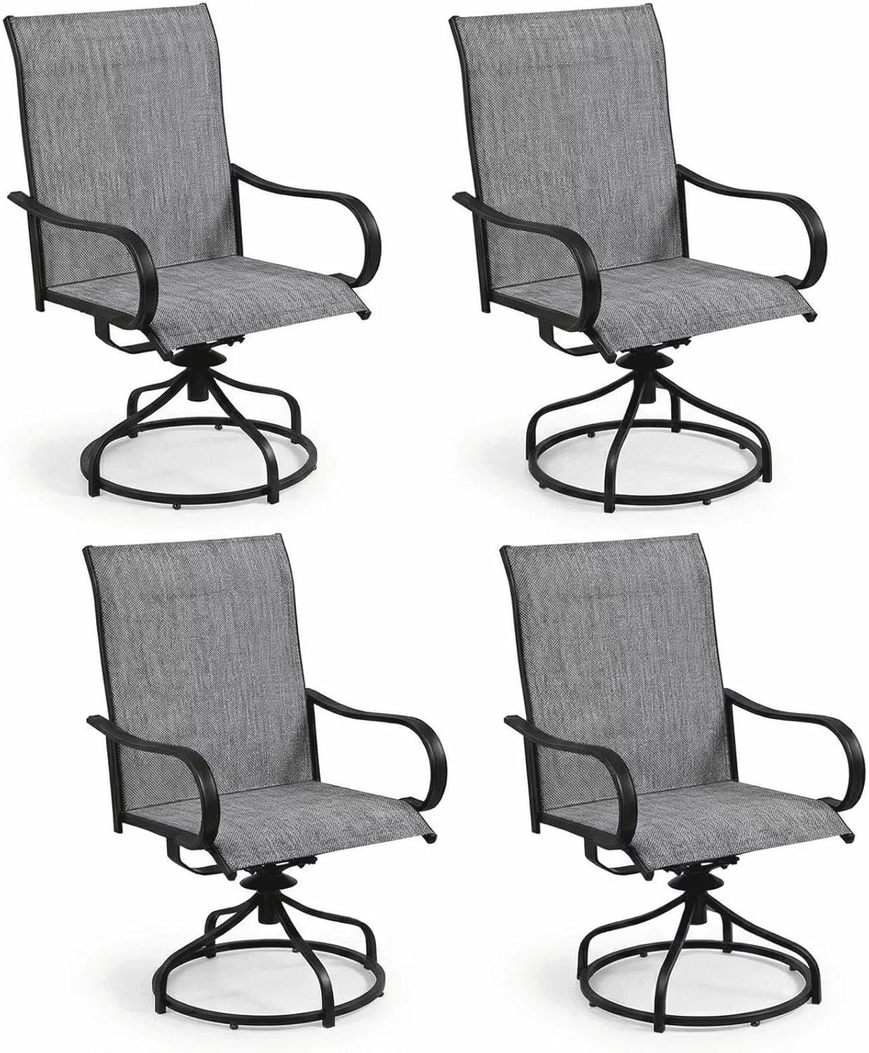 LAZY BUDDY Patio Swivel Chairs Set of 2/4, Outdoor Dining Chairs with High Back, All-Weather, for Lawn, Porch, Garden