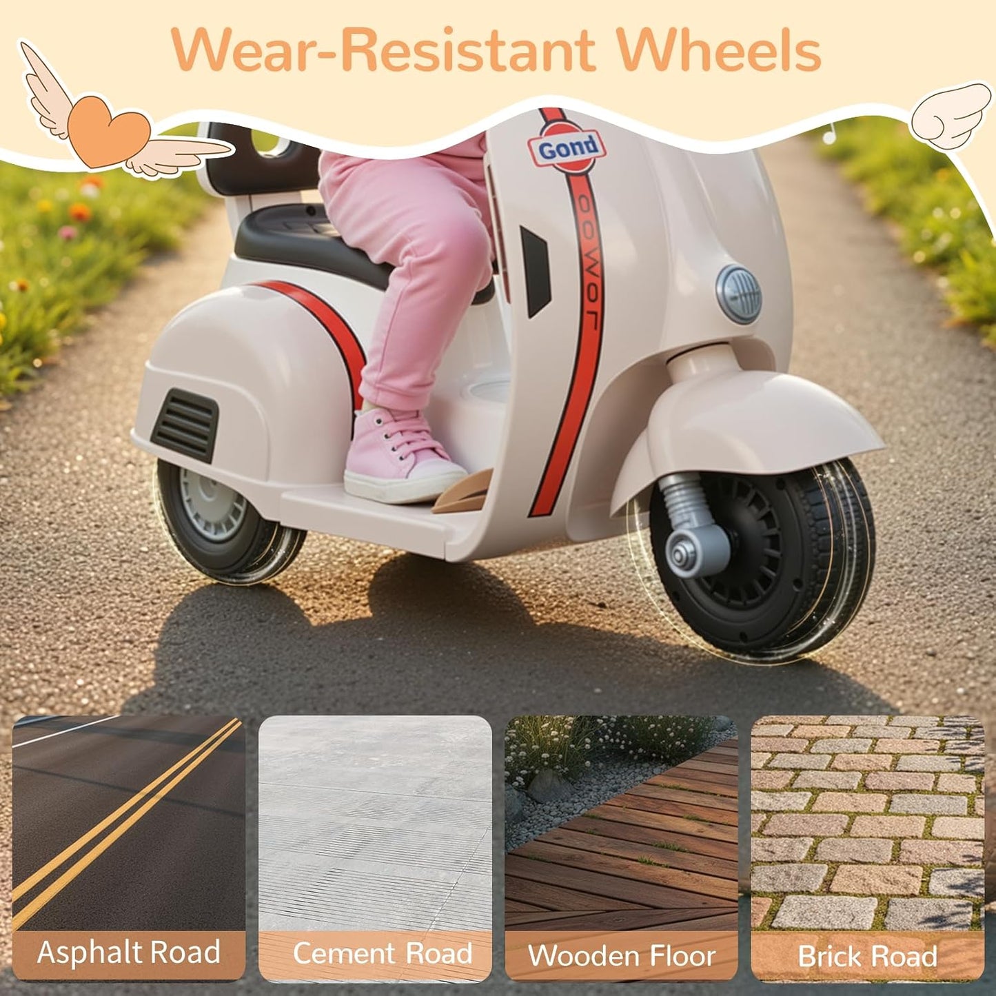 LAZY BUDDY Kids Ride On Motorcycle, 6V Battery Powered Electric Motorcycle with Light, Forward & Backward, Gift Toy for Toddlers 2+