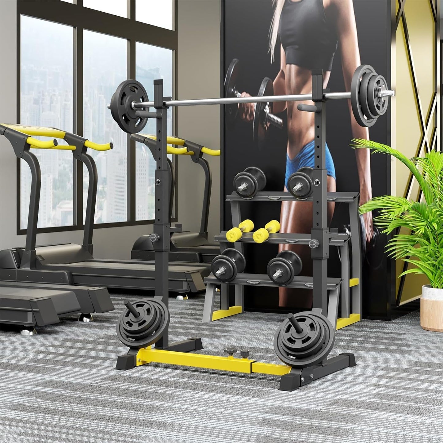 GARTIO Adjustable Squat Weight Rack Bench Press Weight Lifting Barbell Rack Stand Home Gym Fitness 570 LBS