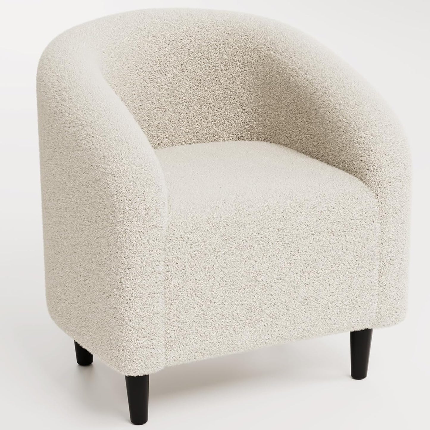 LAZY BUDDY Accent Barrel Chair, Comfy Teddy Fabric Club Chair with Side Pocket, Modern Armchair for Living Room, Bedroom, Office, Reception Space