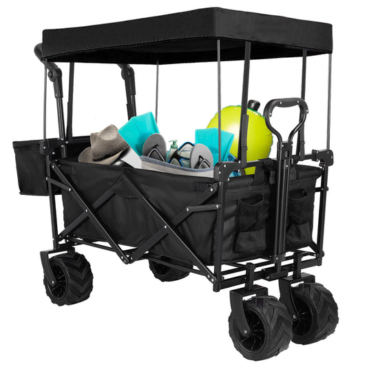 LAZY BUDDY Collapsible Utility Beach Wagon Folding Outdoor Garden Cart Pull Push Cart Grocery Cart