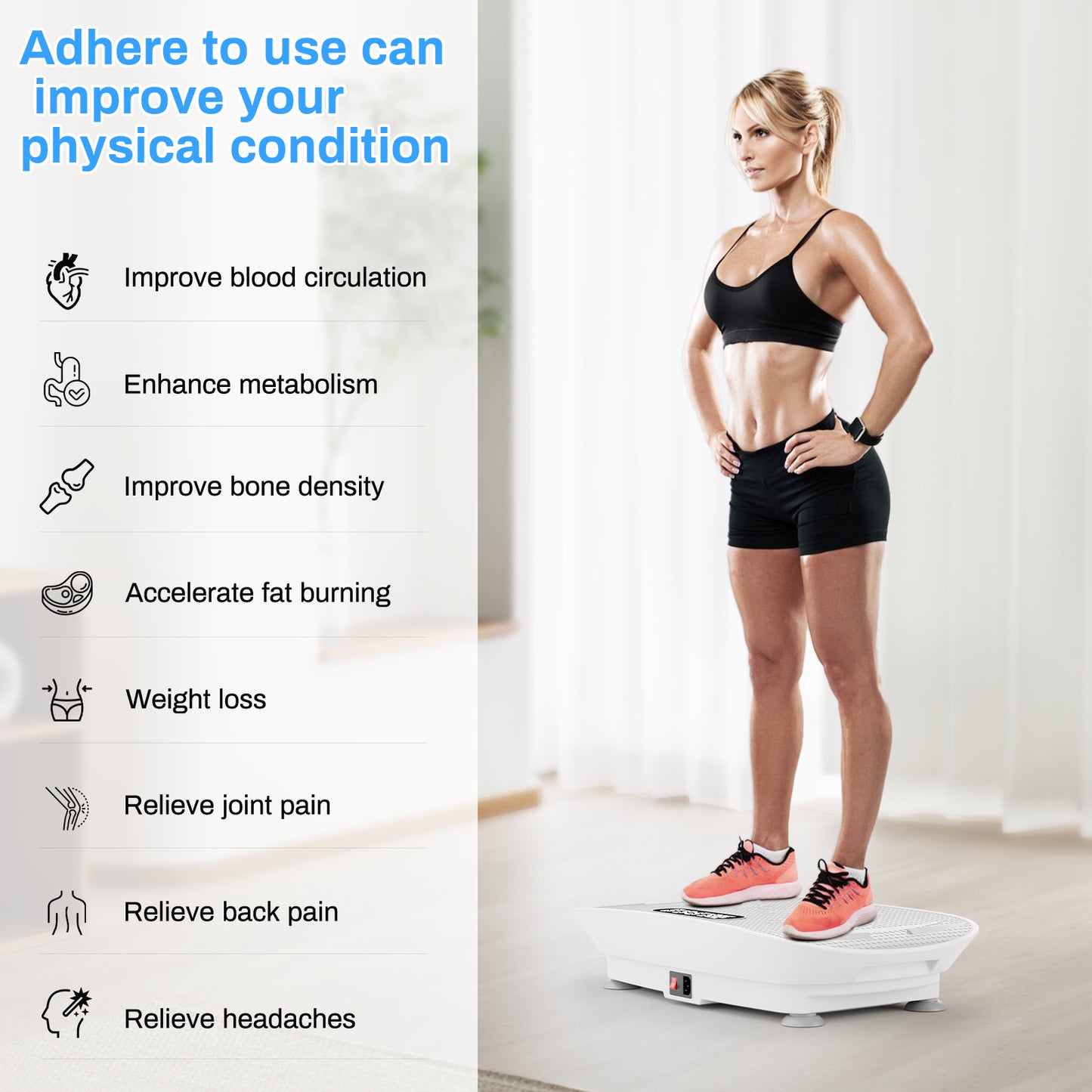 LAZY BUDDY Vibration Plate Exercise Machine, Fitness shake board Home Gym Equipment 220lbs Capacity Power plate W/ Loop Bands, Bluetooth, Remote for Weight Loss & Toning, Shaping, Wellness