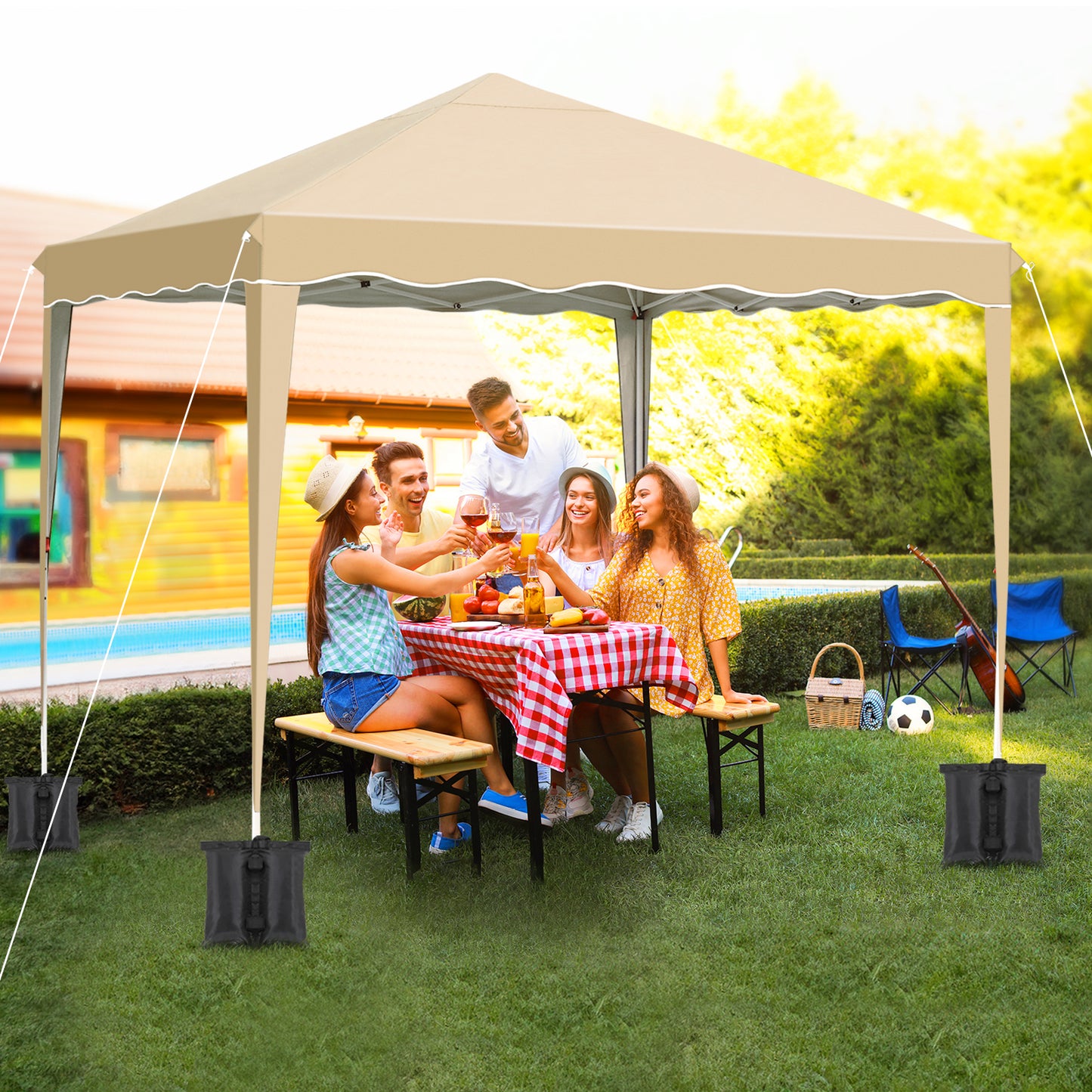 GARTIO Pop up Canopy Tent, 10' x 10' Pop up Gazebo Outdoor Instant Shelter Folding Canopy Tent with Wheeled Bag