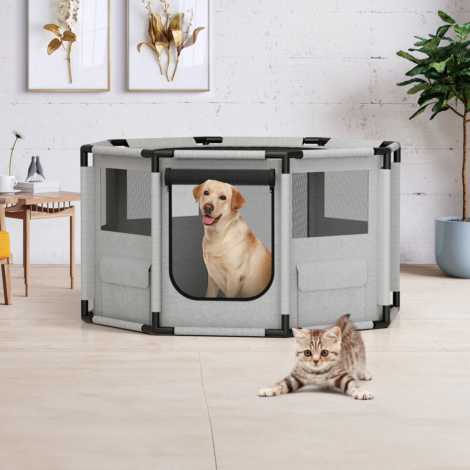 dog play tent LAZY BUDDY Pet Playpen 47"/65" Exercise Dog Play Tent Mesh Kennel Crat – lazybuddys