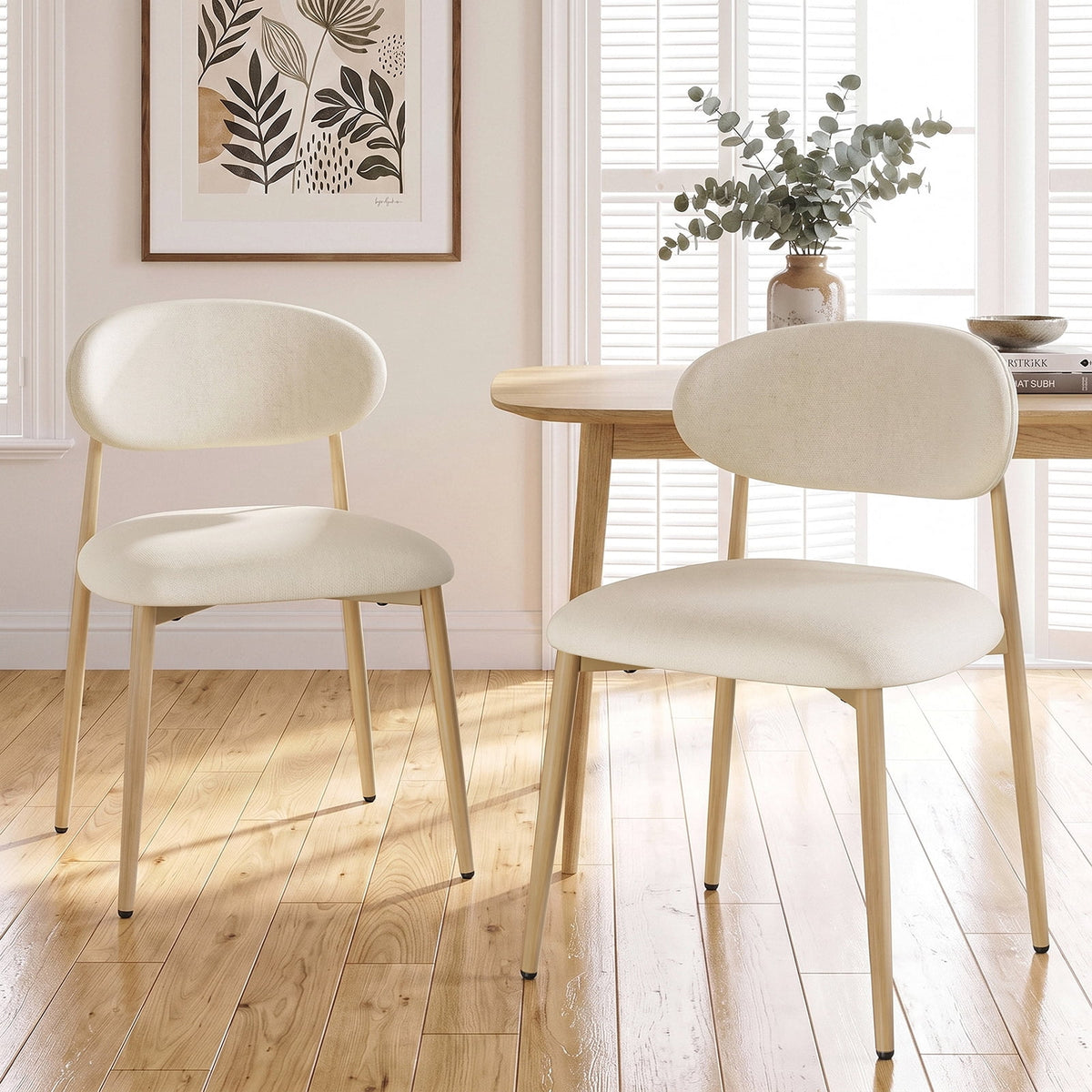 LAZY BUDDY Dining Chairs Set of 2/4, Upholstered Kitchen Chairs with Curved Backrest for Dining Room