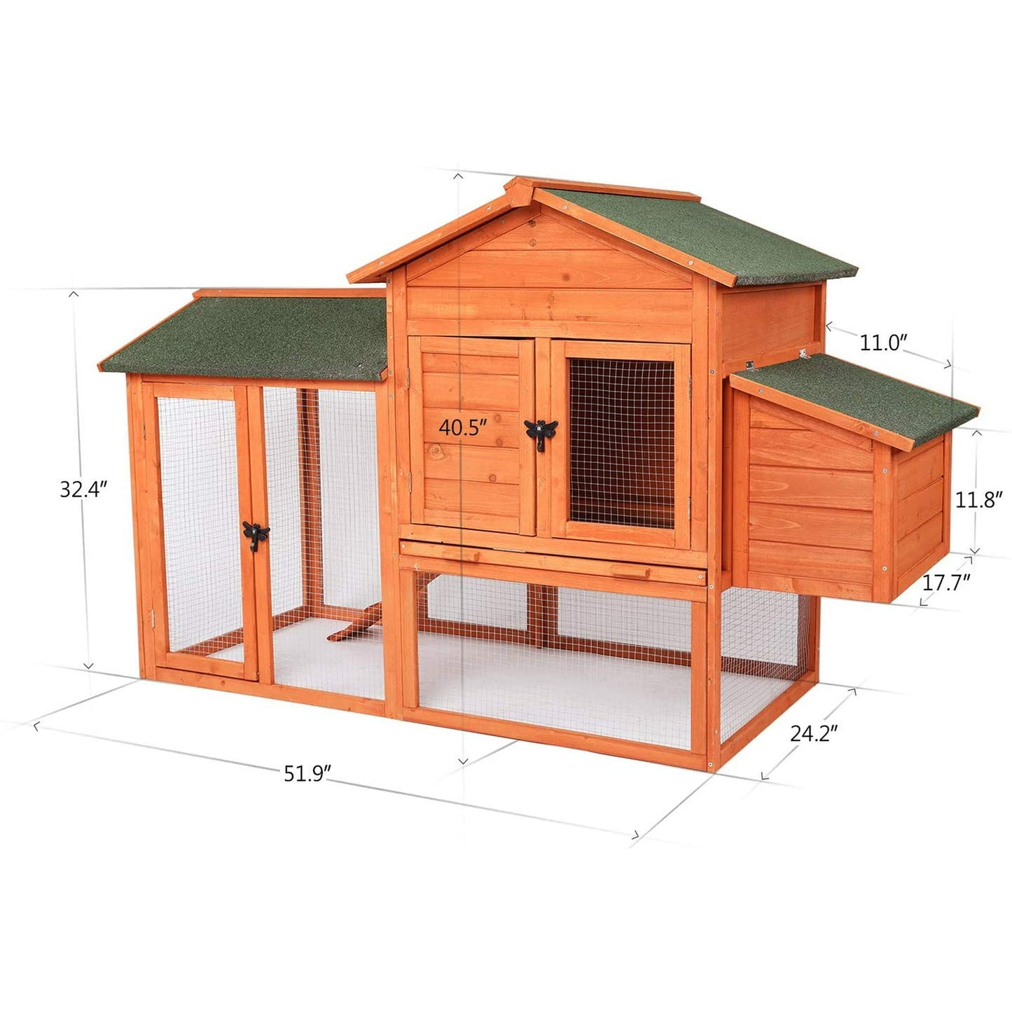 LAZY BUDDY 52'' Wooden Chicken Coop for 3-5 Chickens, Outdoor Yard Hen House with Nesting Box, Cages for Rabbit, Bunny, Small Animals