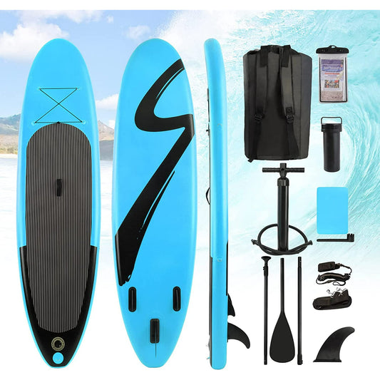 10FT Inflatable Stand Up Paddle Board Non-Slip Deck with Backpack, Leash, Paddle, Hand Pump & Repair Kit