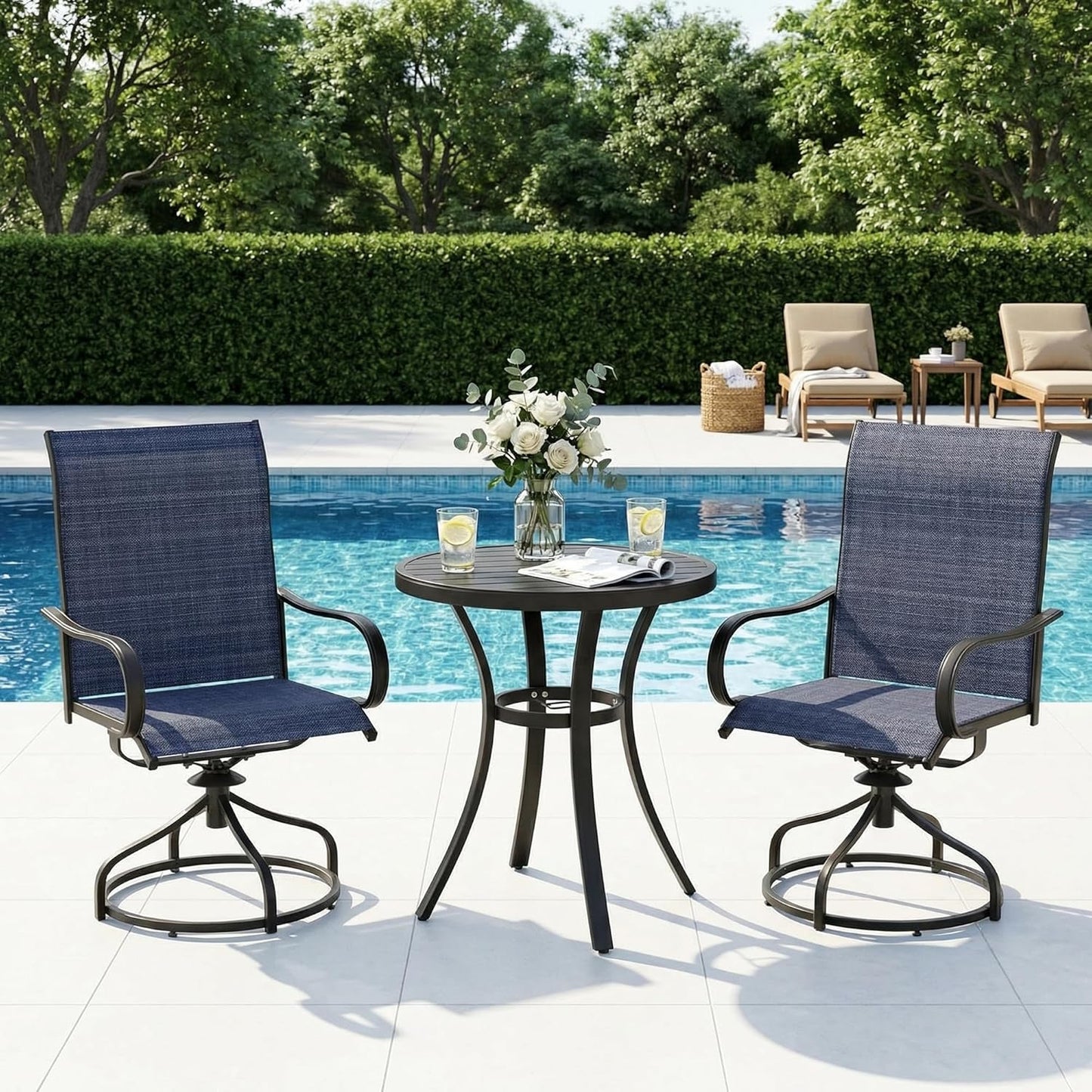 LAZY BUDDY Patio Swivel Chairs Set of 2/4, Outdoor Dining Chairs with High Back, All-Weather, for Lawn, Porch, Garden