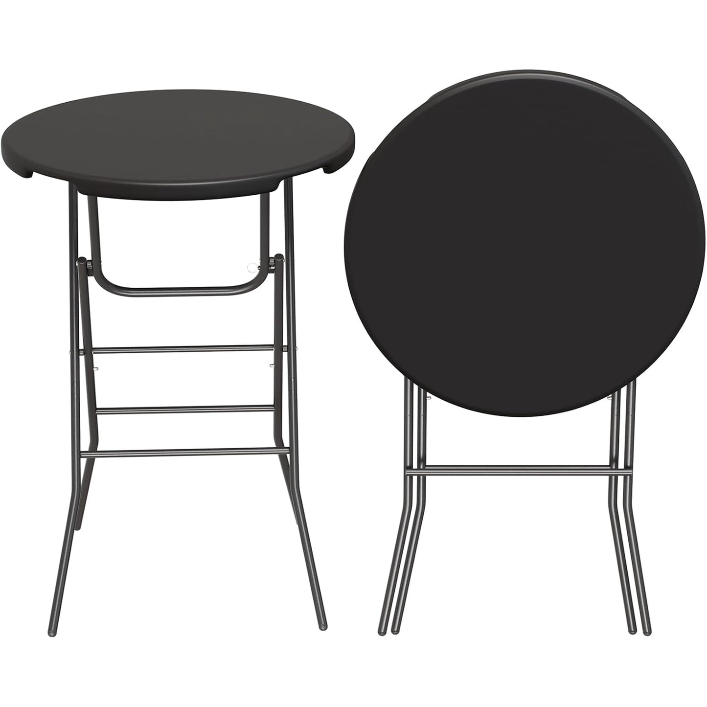 LAZY BUDDY 32'' Round Folding Table, Portable Bar Height Table with Detachable Legs, Cocktail Table with Plastic Top for Standing Parties, Event, Indoor Outdoor Use