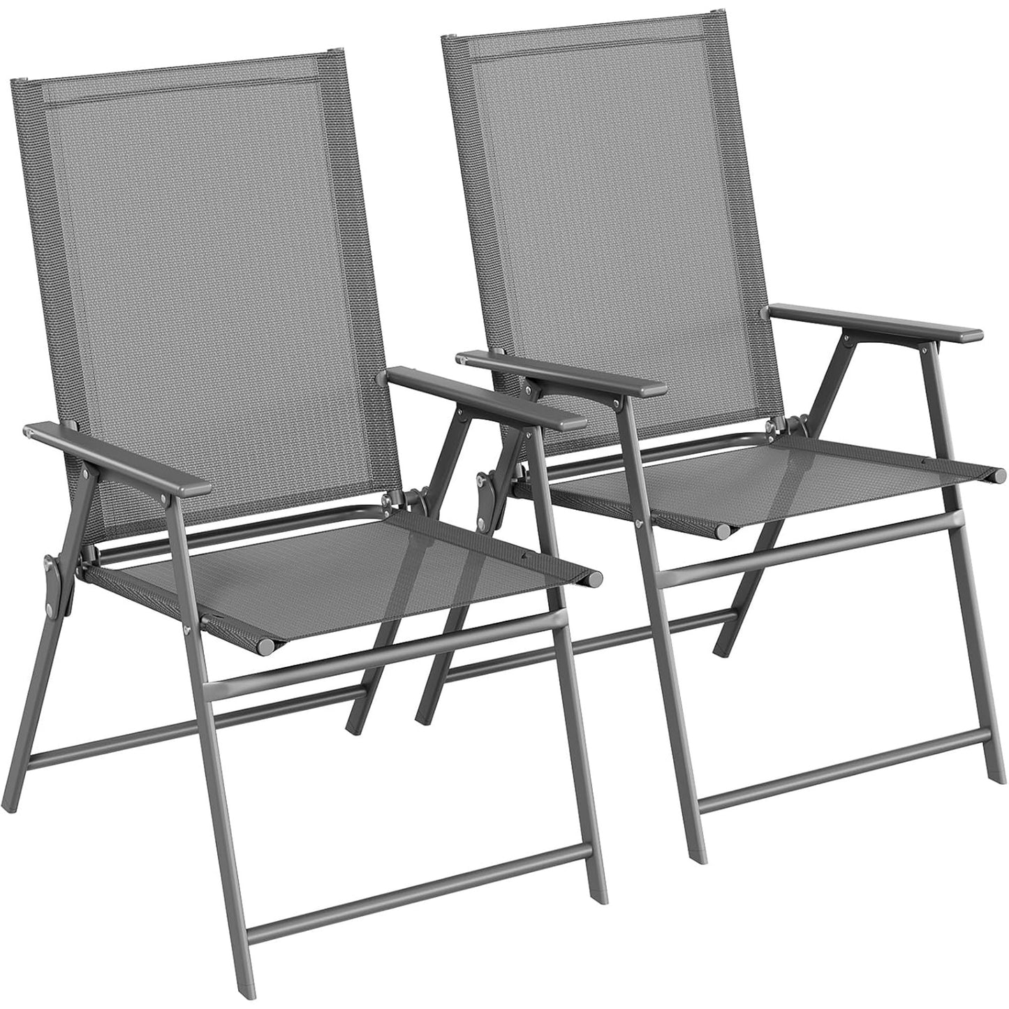 LAZY BUDDY Outdoor Patio Folding Dining Chairs Set of 2/4, with Armrests, Breathable Textilene & Steel Frame, for Lawn, Garden, Yard, Camping