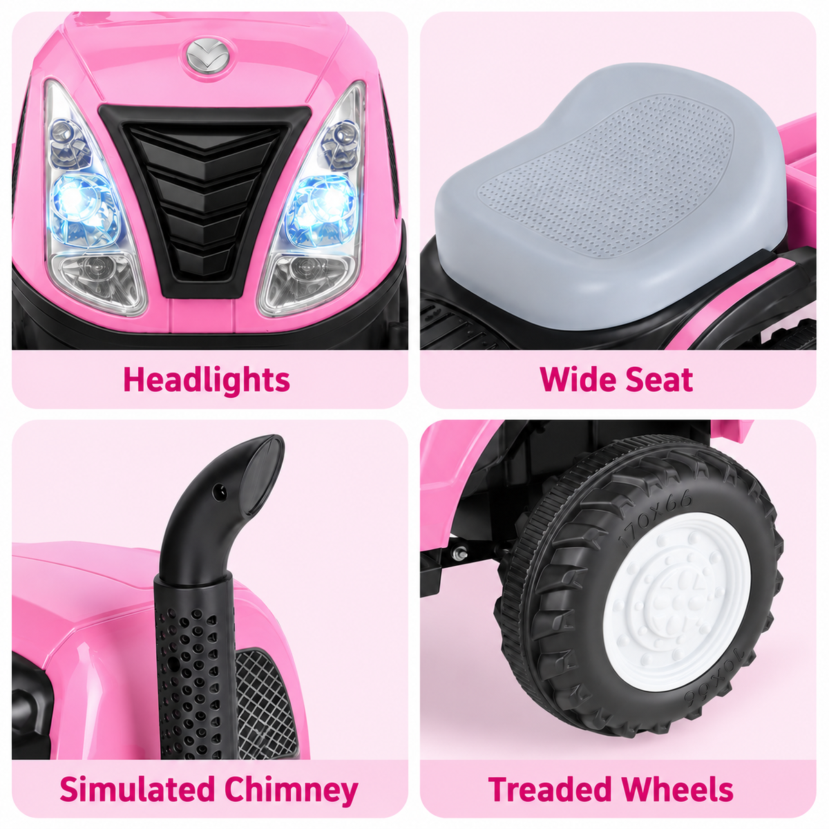 LAZY BUDDY 6V Kids Ride on Tractor with Trailer, Electric Ride on Toy for Children 3+. 55lbs