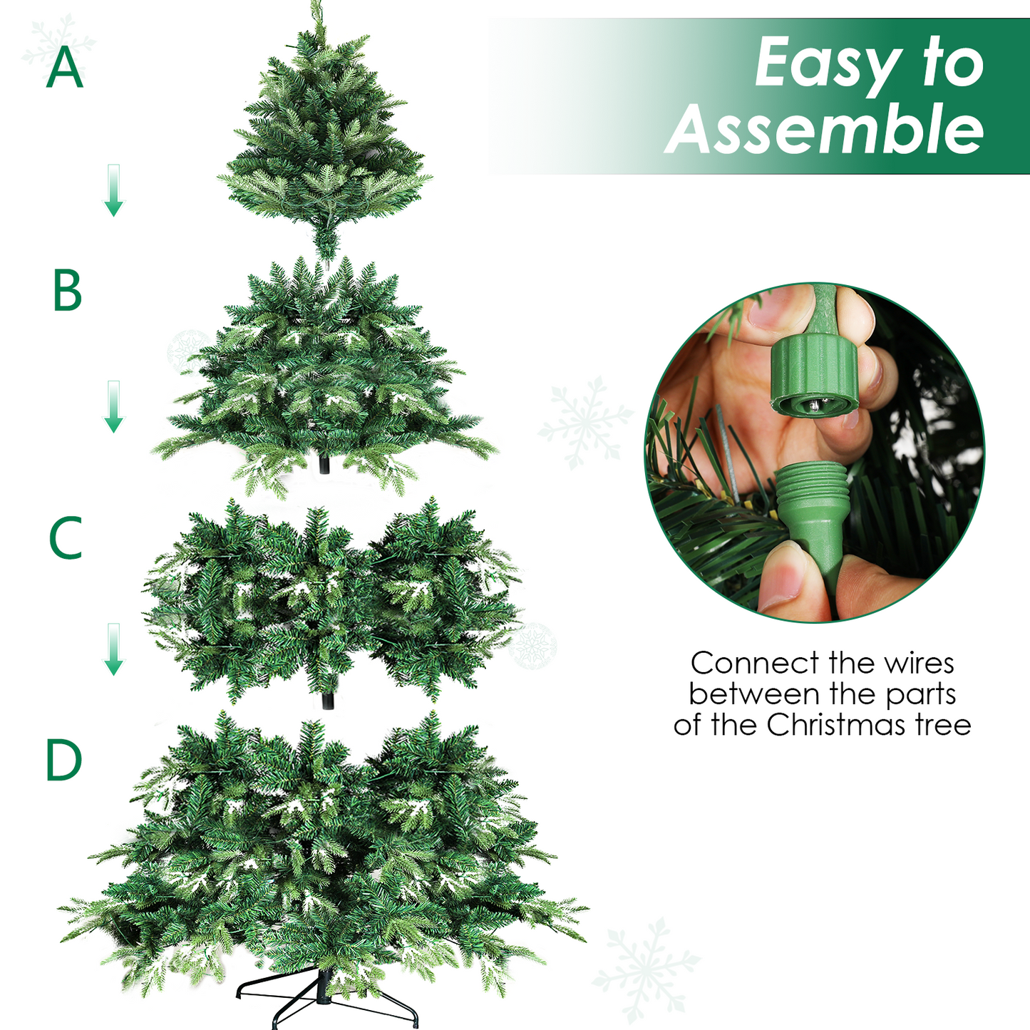 LAZY BUDDY 6/8/9 FT Pre-Lit Snow-Flocked Hinged Artificial Christmas Tree w/ Warm Lights